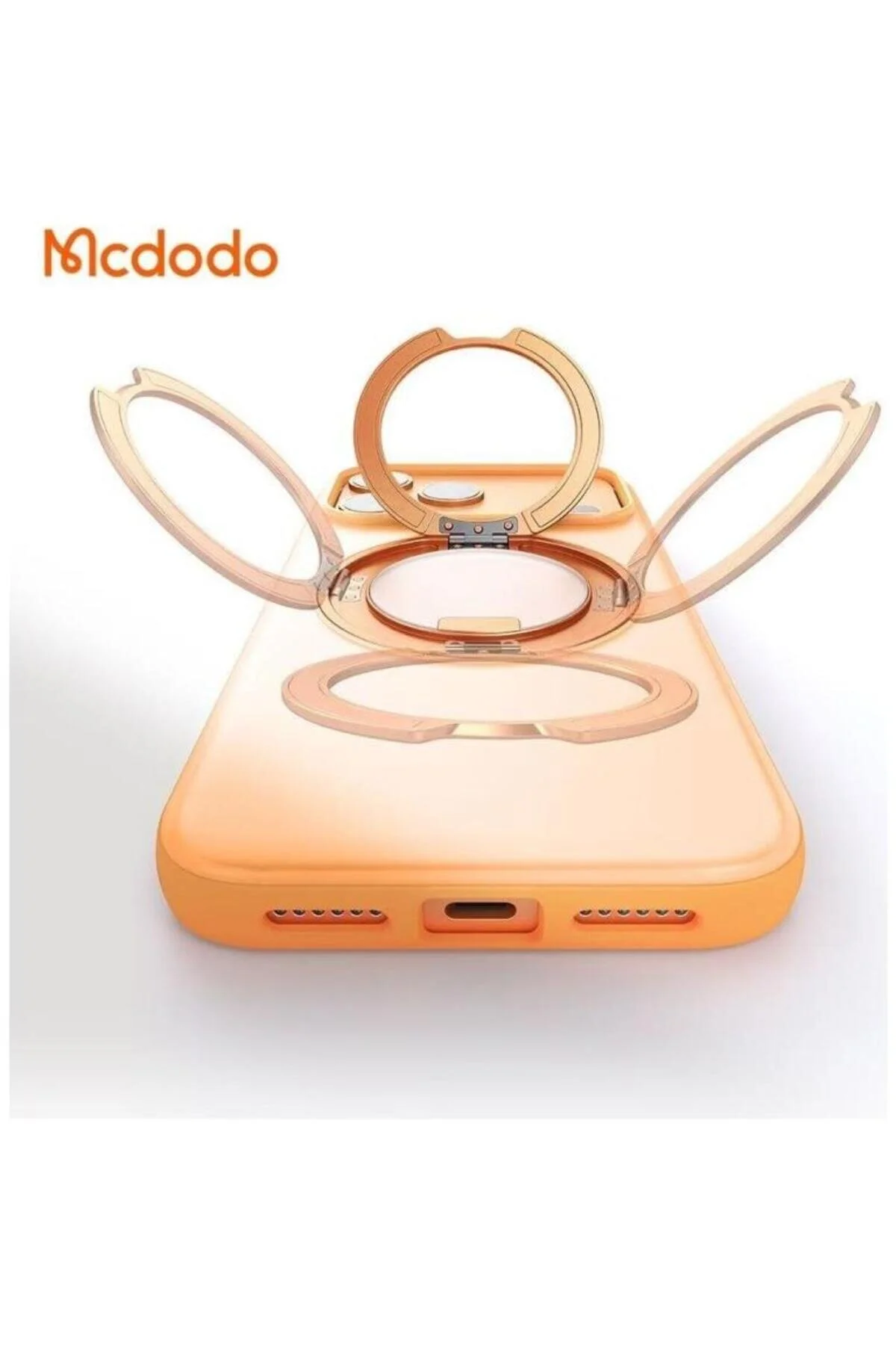 کاور و قاب پایه حلقه ای 360 مغناطیسی آیفون 17 پرو PC با دکمه کپچر نارنجی Mcdodo