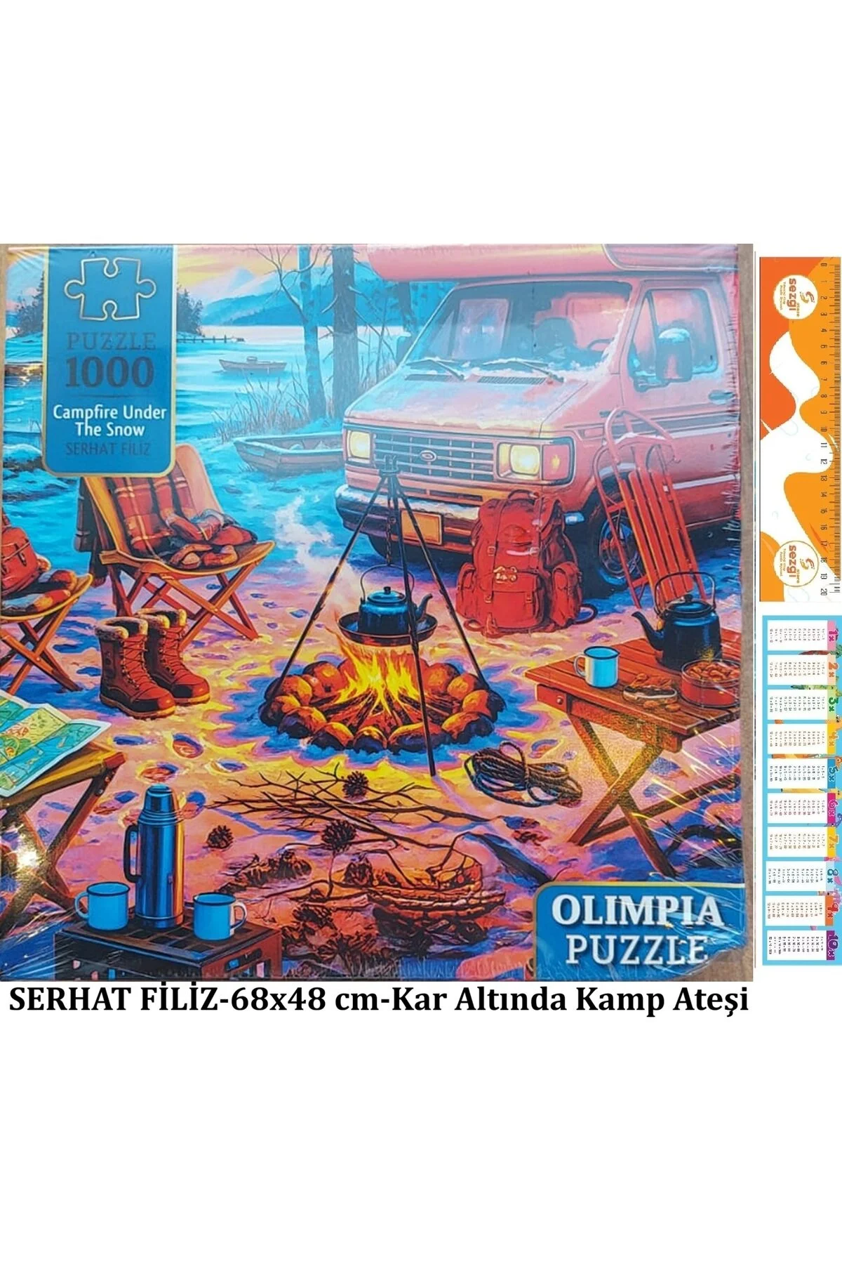 پازل جعبه ای 1000 تکه 68X48 سانتی متر آتش کمپ زیر برف+SEZGISTORE از ترکیه Olimpia