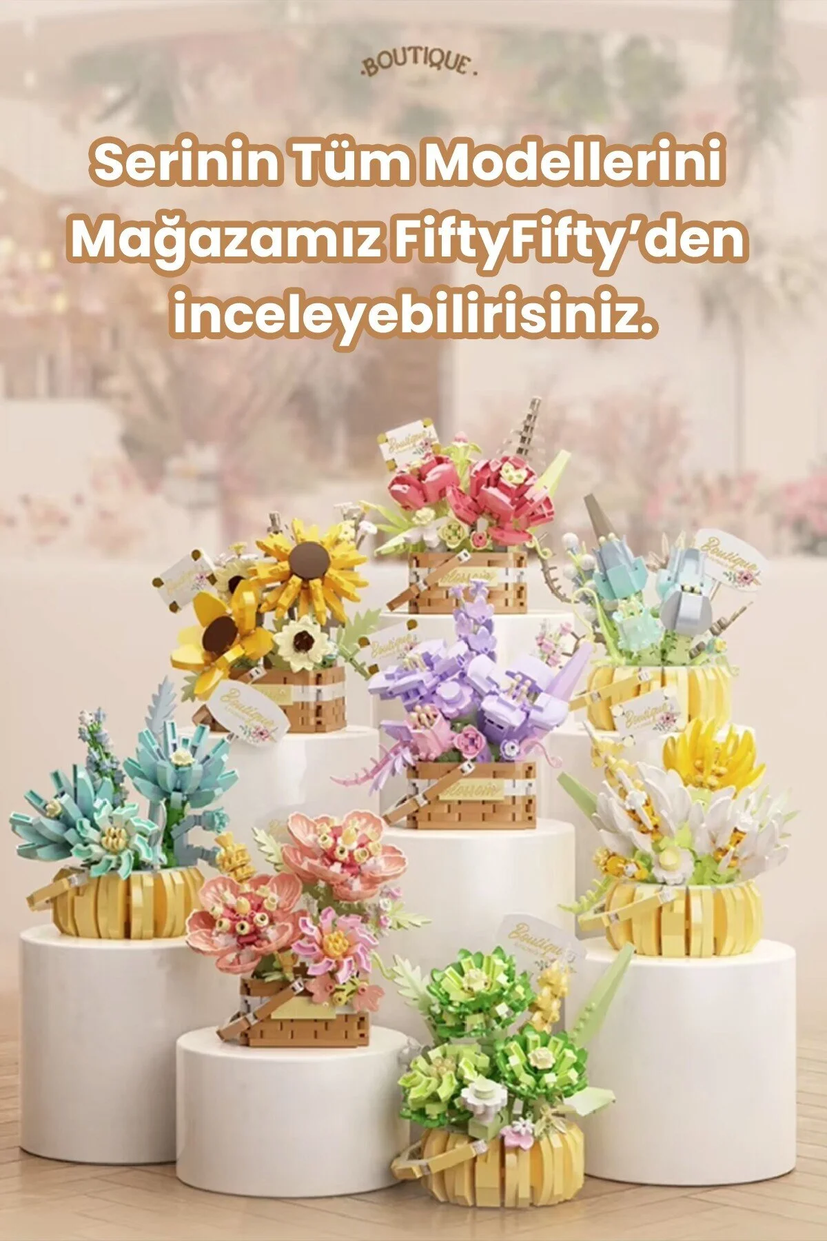 لگو و اسباب بازی های ساخت محور ست ساختمانی مینی دسته گل 524 تکه سری PANLOS BOUTIQUE FFP1091 از ترکیه Vagonlife