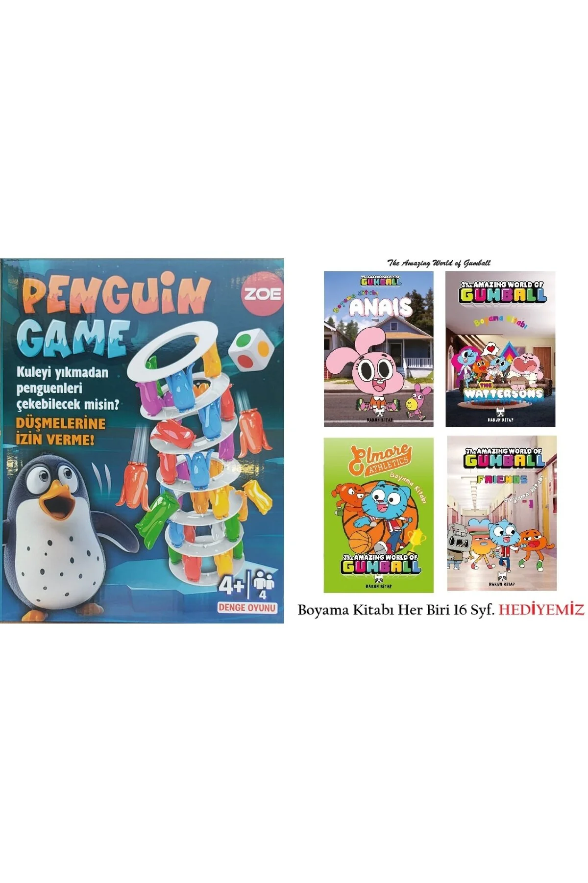 پازل بازی ZOE PENGUIN GAME BALANCE برای 4 نفر از سال به بالا و کتاب رنگ آمیزی دارای مجوز 16 صفحه ترکیه Ks Games