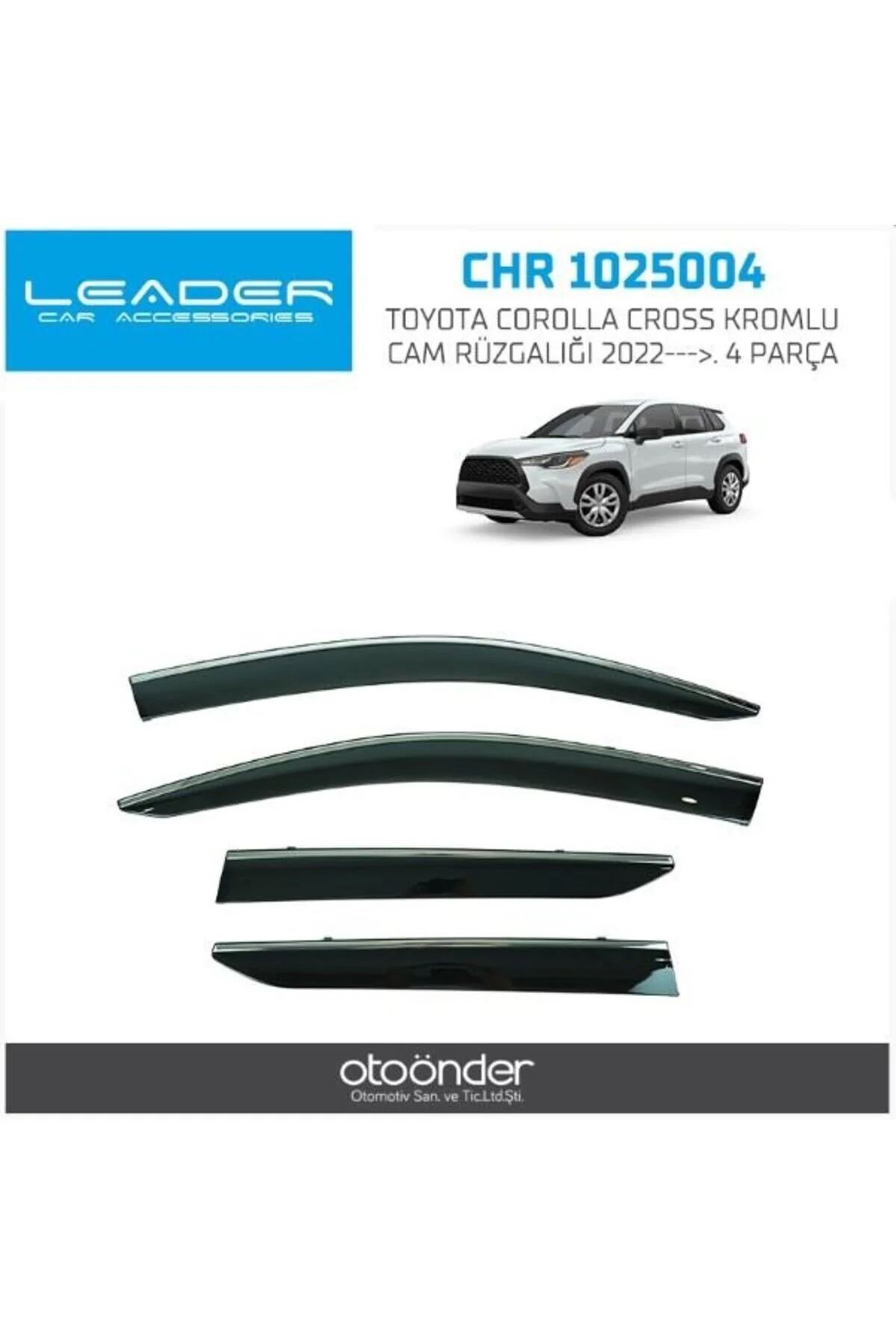 بادگیر خودرو اسپویلر پنجره کرومی TOYOTA COROLLA CROSS 2022 > 4 قطعه SUNPLEX