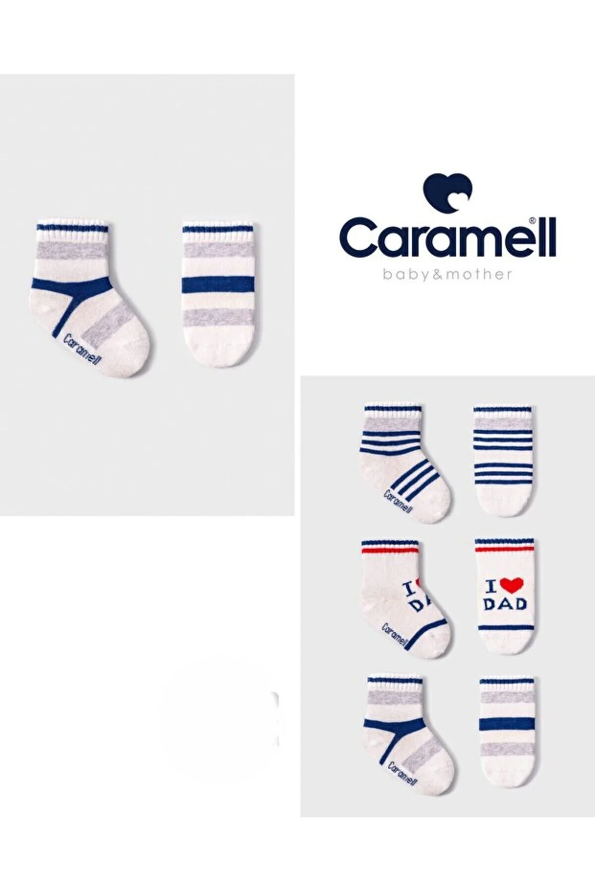جوراب 3 بسته نوزاد پسر 0 ماهه جعبه هدیه Caramell