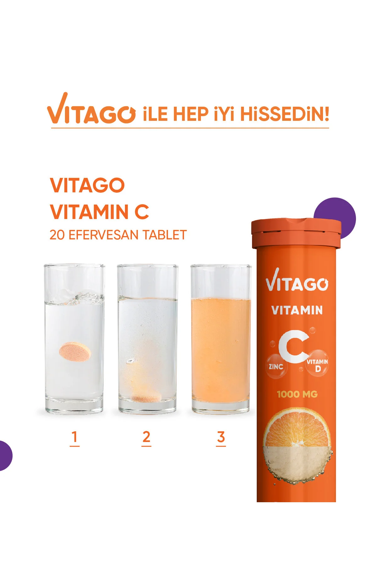 Vitago تبلت 20 عددی ویتامین C ویتامین D روی زینک