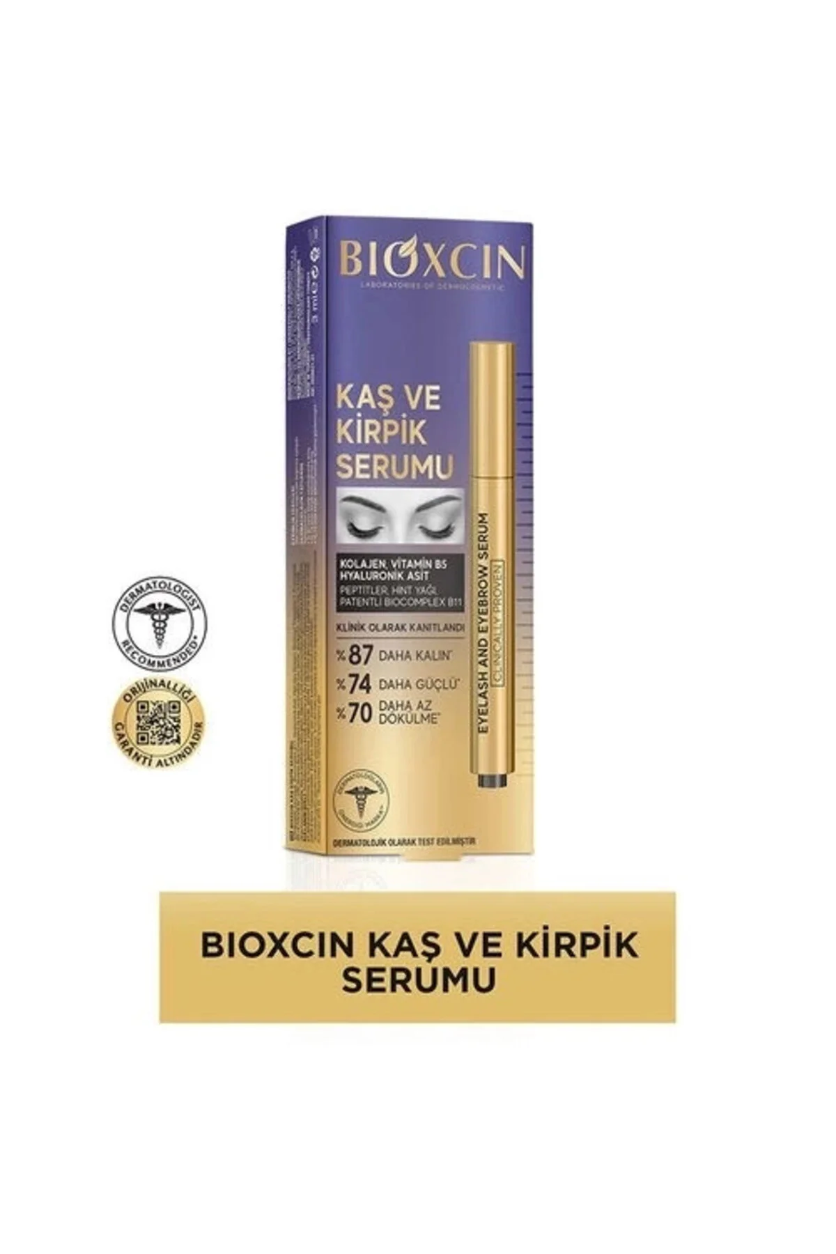 سرم ابرو و مژه با کلاژن و هیالورونیک اسید و روغن هسته انگور و پپتیدهای کراتین بیوکسکین Bioxcin