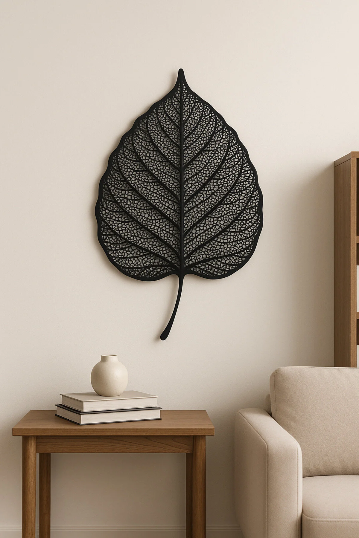 فیگور تزیینات دیواری برگی مشکی به سبک اسپانیایی خانه من 60X40 سانتی متر 1 تکه طراحی زیبای زیبا esdekor