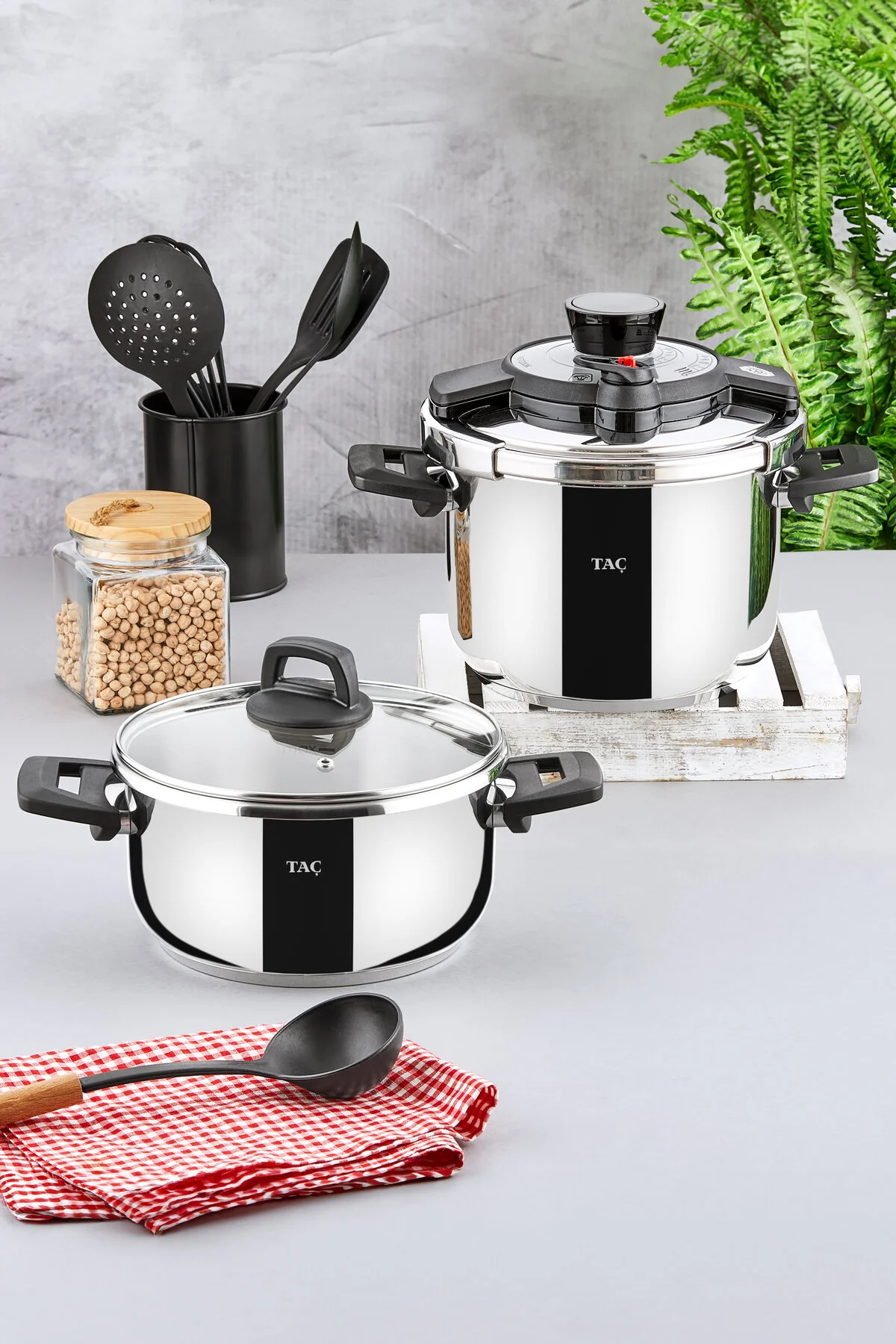 ست زودپز FastCook قرمز ۴+۶ لیتری اینداکشن تاچ