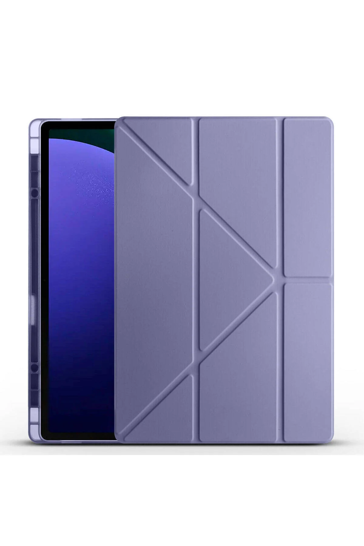 کاور تبلت قاب پایه GALAXY TAB S9 ULTRA CASE سازگار با سه تاشو محفظه قلم بنفش Zore