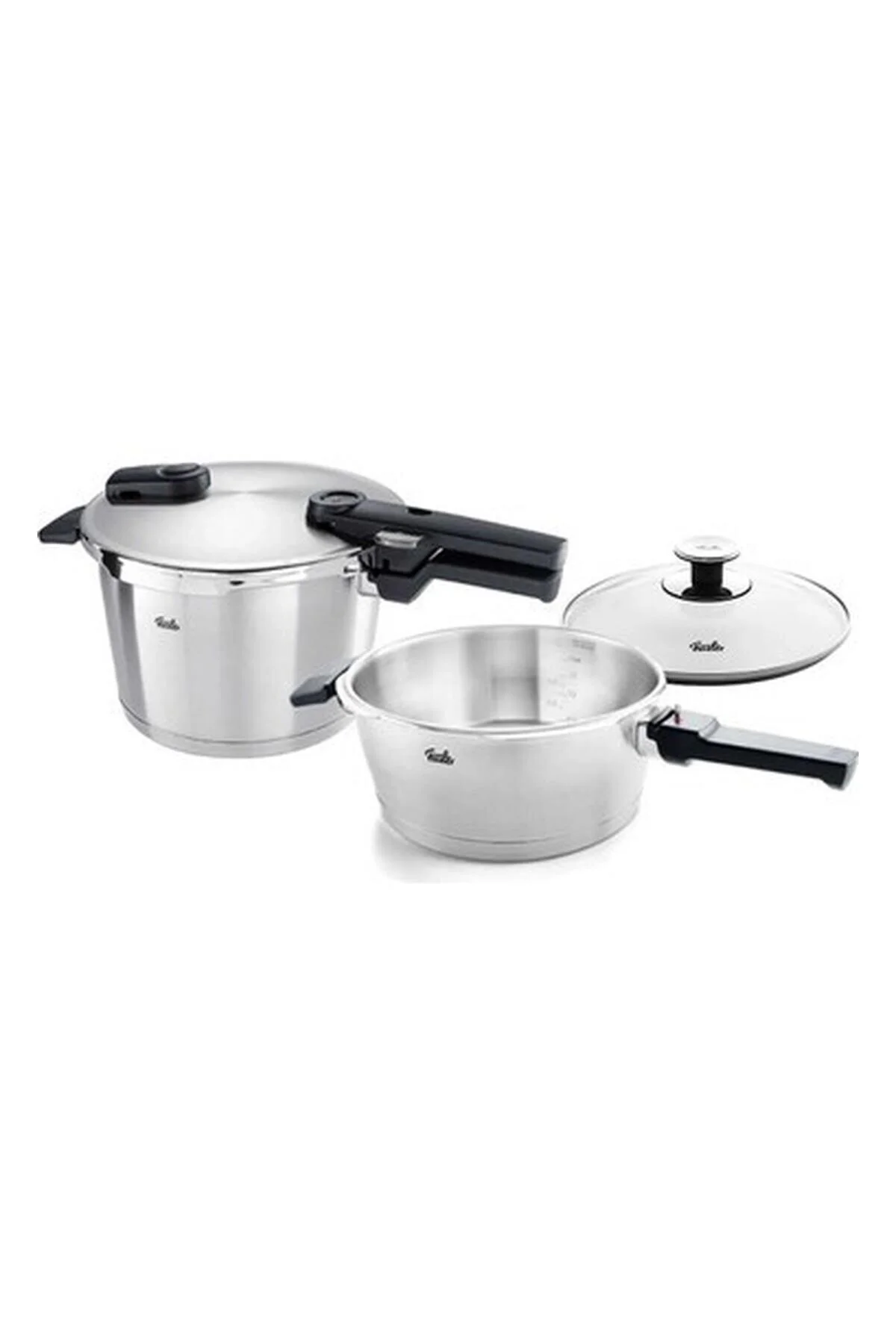 قابلمه ست اجاق گاز پرمیوم 6+3.5 لیتری VITAQUICK 2+ با درب شیشه ای Fissler