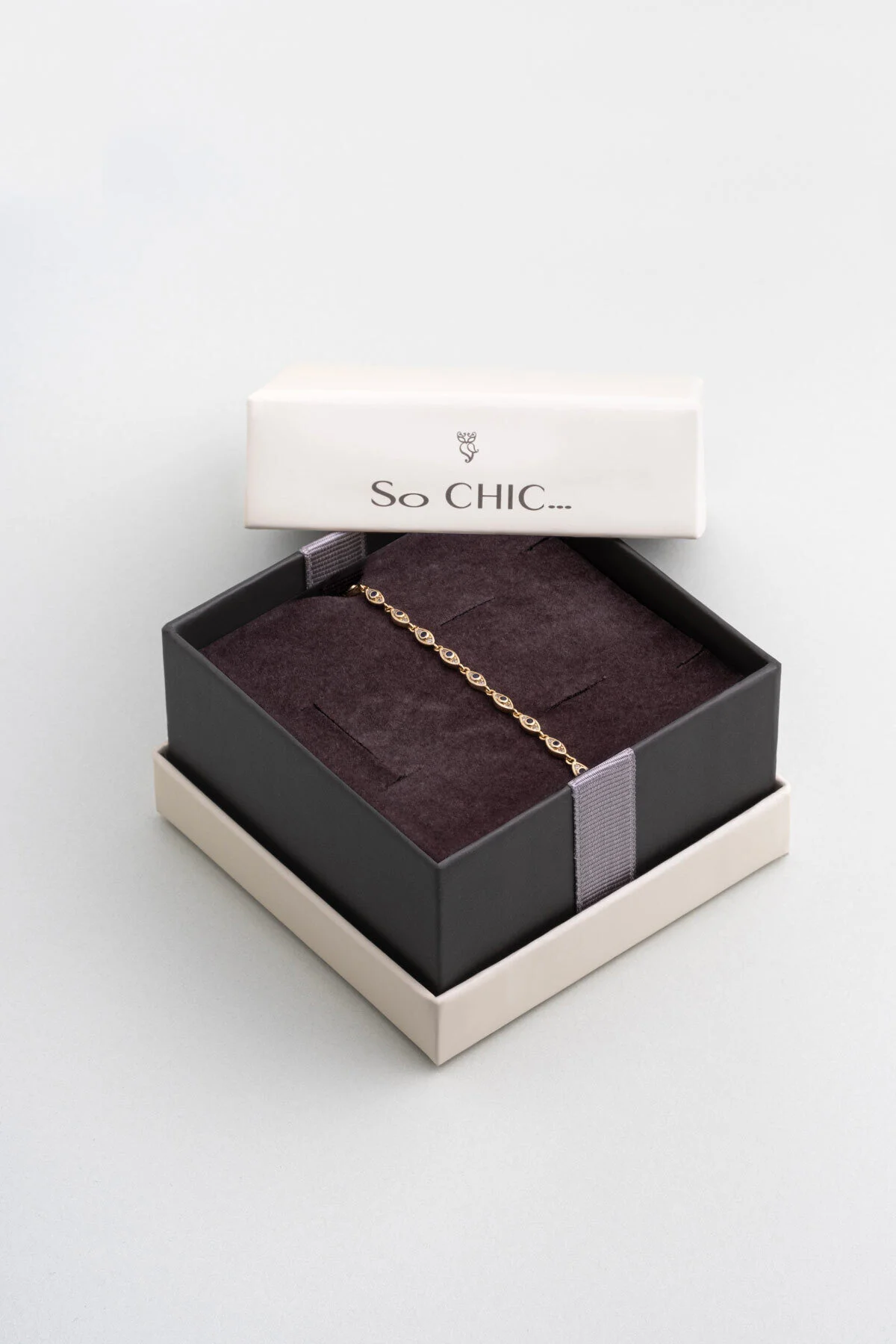 دستبند نقره ای 20 سانتی متری با روکش طلای زرد 18 عیار EYE OF IRIS So Chic