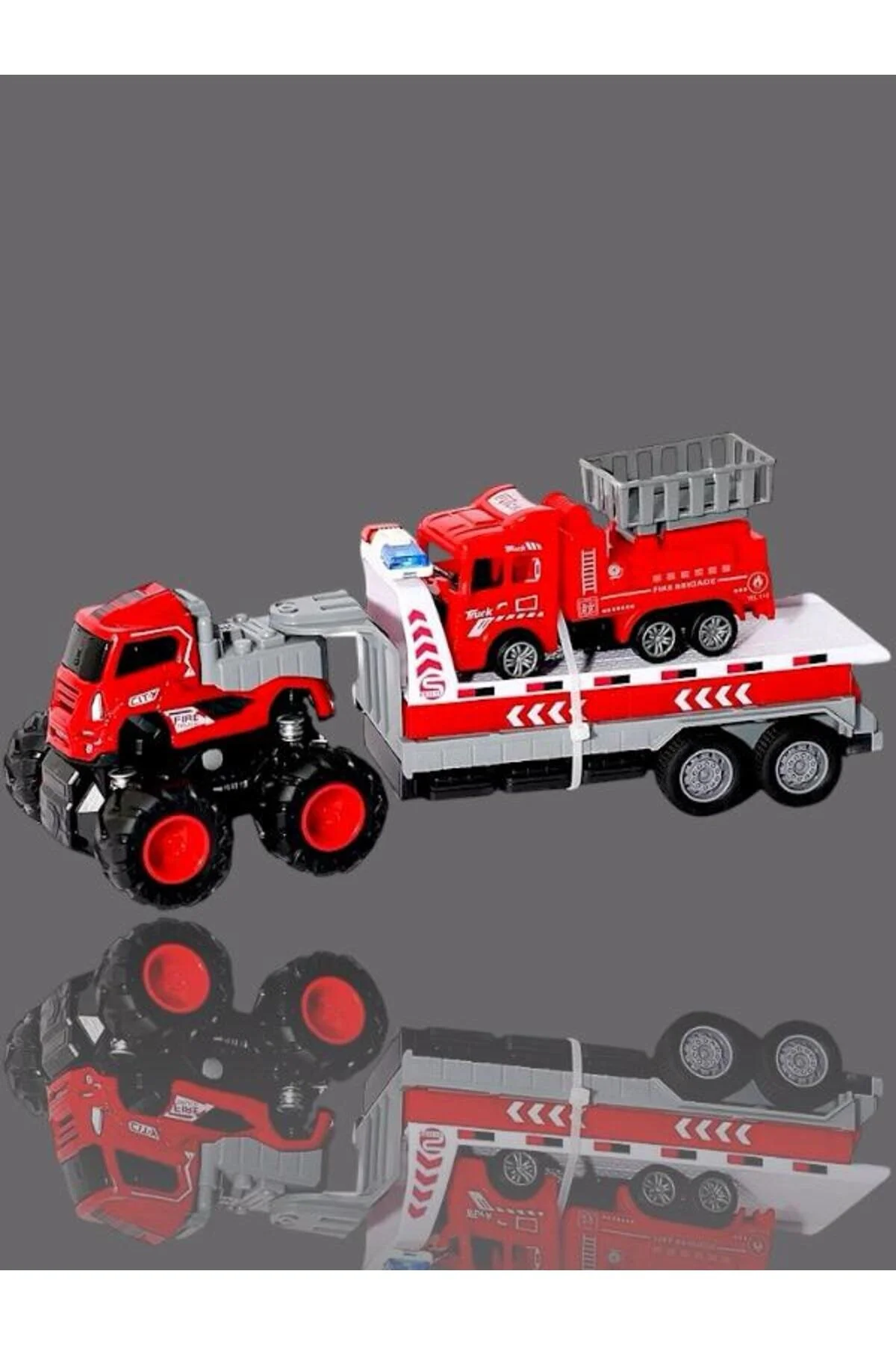ماشین اسباب بازی کامیون حامل آتش نشانی KLX600 363 VARDEM FRICTION DIE CAST 4X4 SAZE