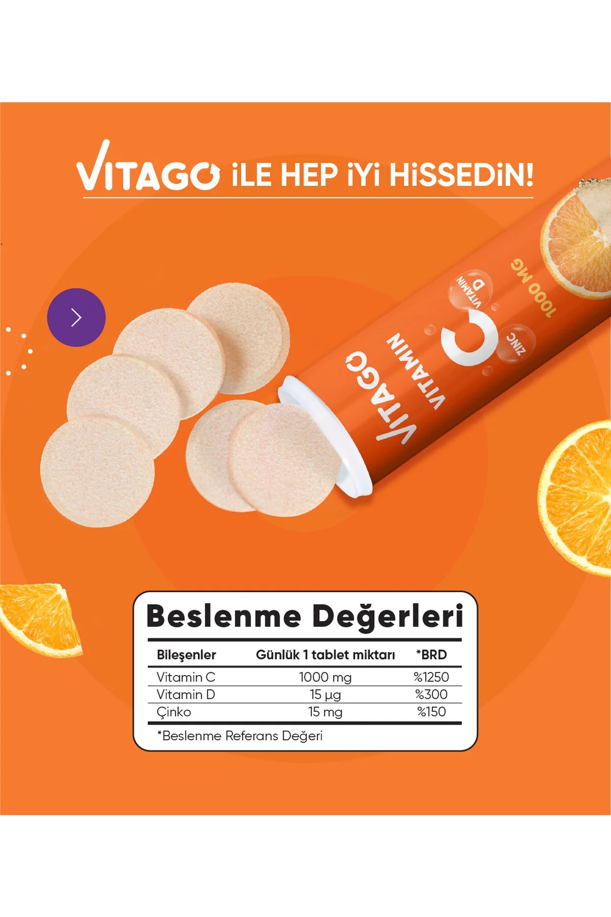 Vitago تبلت 20 عددی ویتامین C ویتامین D روی زینک