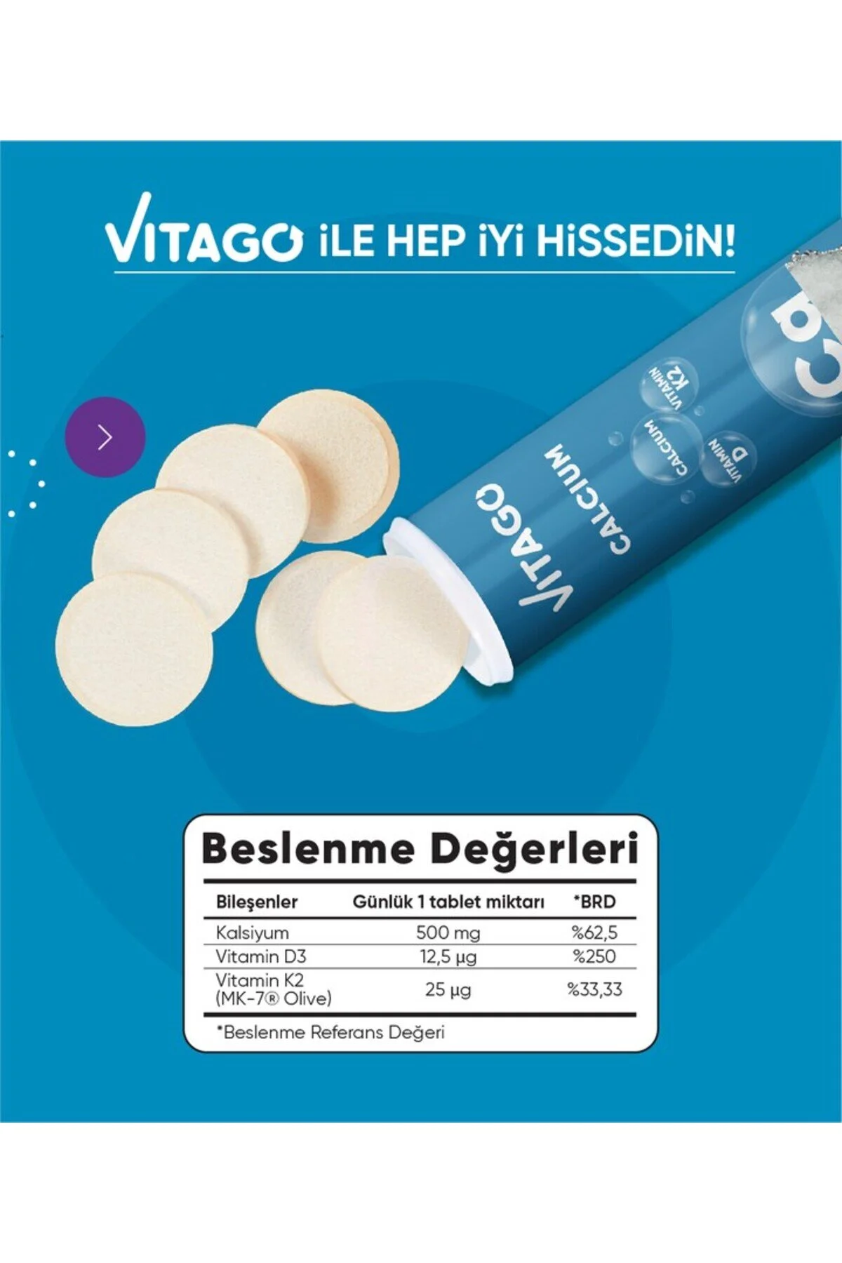 ویتامین قرص حجیم D و K2 با پروکلسیوم Vitago