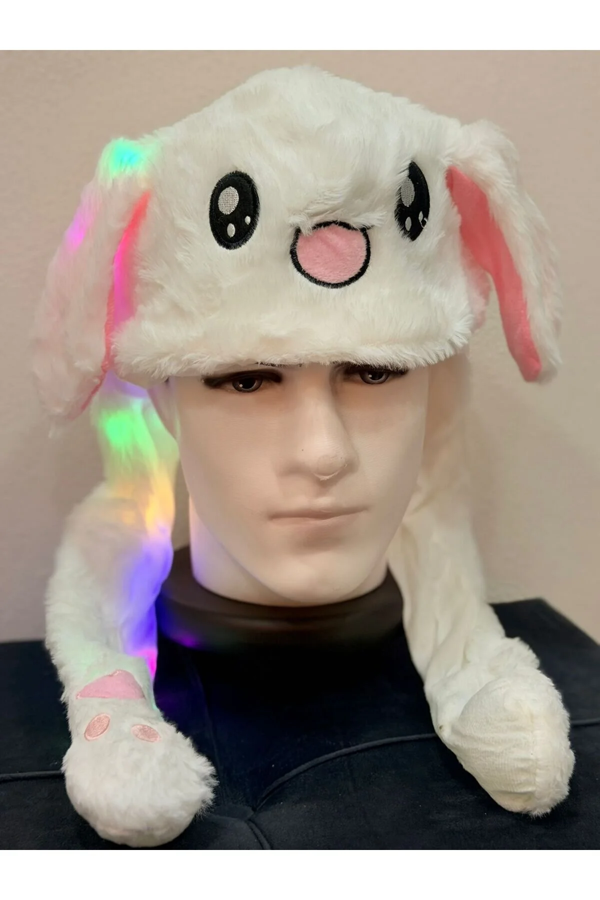 اسباب بازی های پشمی هدفون خرگوش متحرک ناز فصل جدید با 3 حالت LED نور مخملی BEANIE برای کودکان و بزرگسالان OEM