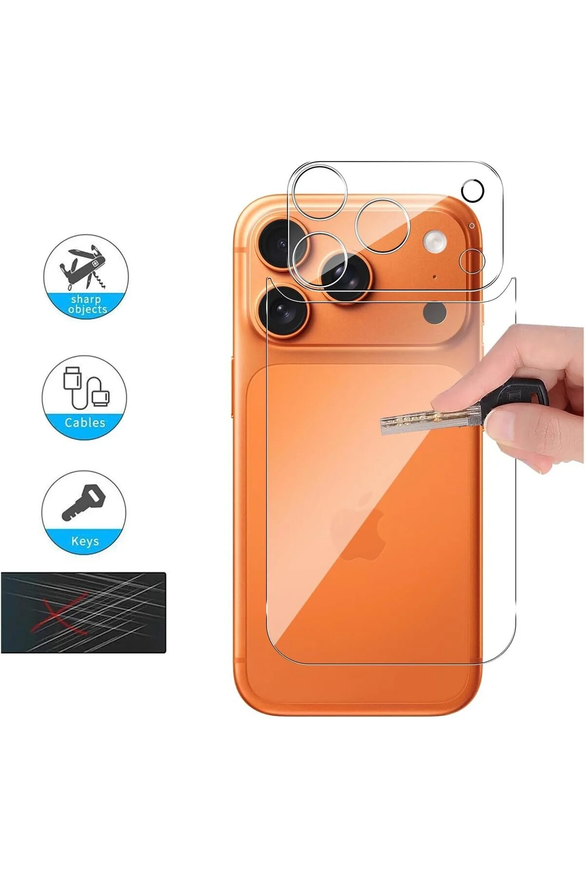 کاور و قاب محافظ صفحه نمایش پشت شیشه ای IPHONE 17 PRO MAX NANO + لنز دوربین نازک انعطاف پذیر aheaks