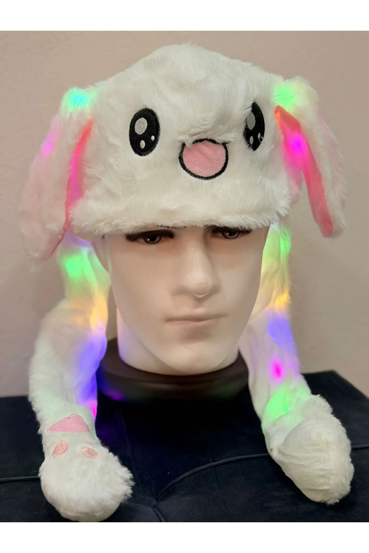 اسباب بازی های پشمی هدفون خرگوش متحرک ناز فصل جدید با 3 حالت LED نور مخملی BEANIE برای کودکان و بزرگسالان OEM