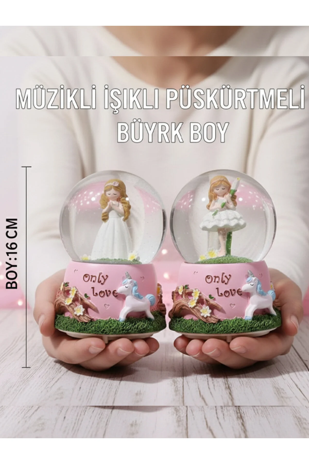 گوی برفی SNOW GLOBE سایز بزرگ موزیکال FAIRY GIRL LIGHTED – هدیه عاشقانه 16X12 سانتی متر از ترکیه moryconcept
