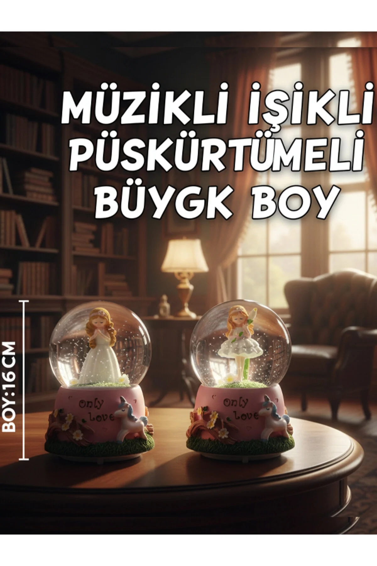 گوی برفی SNOW GLOBE سایز بزرگ موزیکال FAIRY GIRL LIGHTED – هدیه عاشقانه 16X12 سانتی متر از ترکیه moryconcept