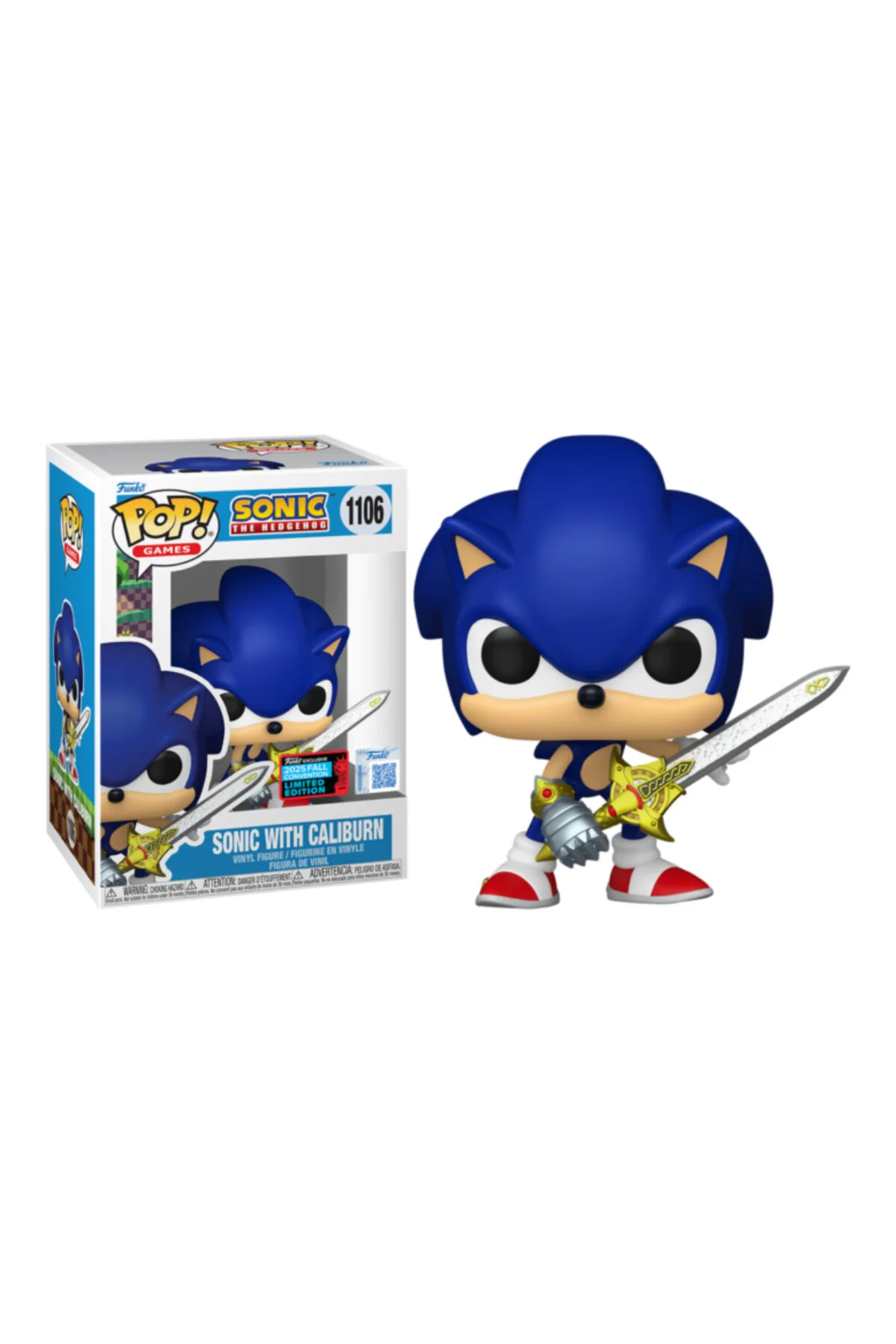 فیگور SONIC THE HEDGEHOG WITH CALIBURN POP! شکل وینیل شماره 1106 انحصاری کنوانسیون پاییز 2025 Funko