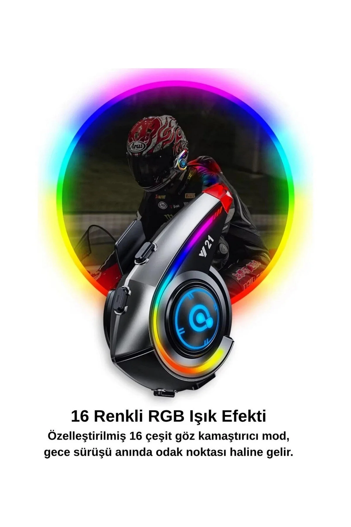 اینترکام هدست کلاه ایمنی موتور سیکلت بلوتوث Y21 RGB جلوه نور Xhamur