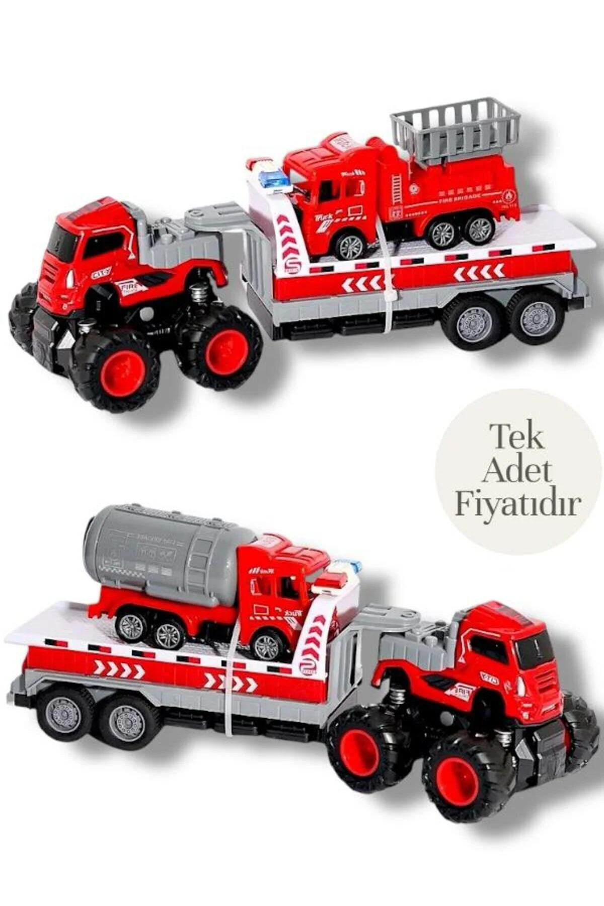 ماشین اسباب بازی کامیون حامل آتش نشانی KLX600 363 VARDEM FRICTION DIE CAST 4X4 SAZE