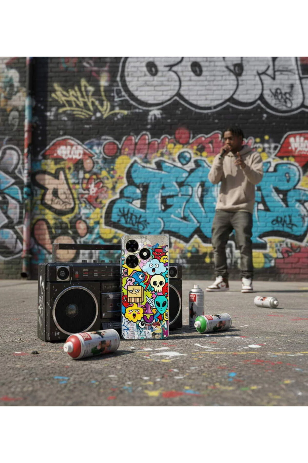 کاور و قاب سیلیکونی شفاف با طراحی DOODLE GRAFFITI سازگار SAMSUNG GALAXY A71 PrintiFy