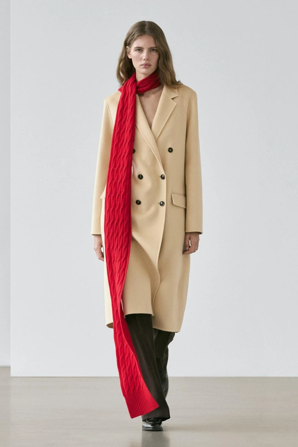 پالتو کت بلند پشمی دو کتانی ماسیمو دوتی Massimo Dutti