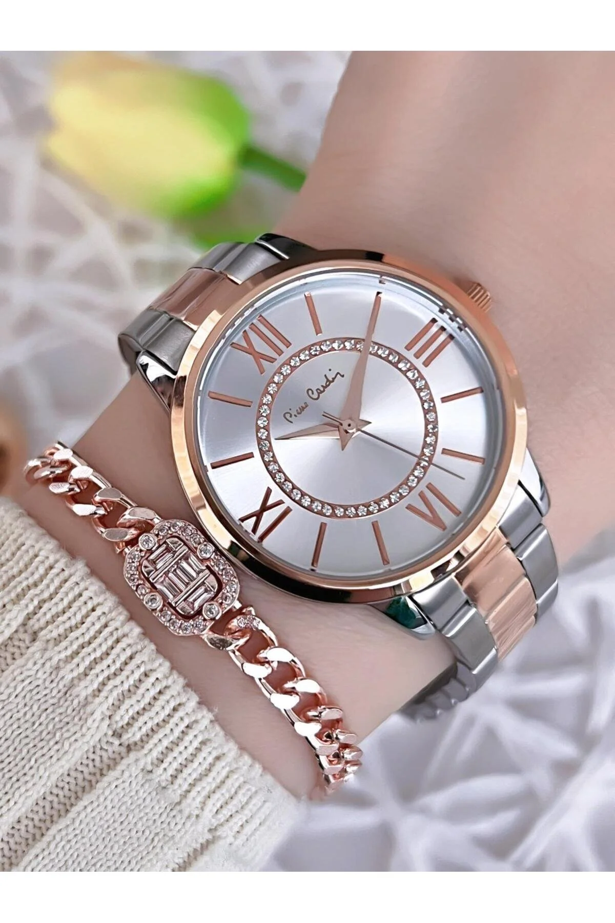 ساعت بند ناف استیل 2 سال گارانتی 3 ATM مچی زنانه ضد آب BPR.800202F04 Pierre Cardin