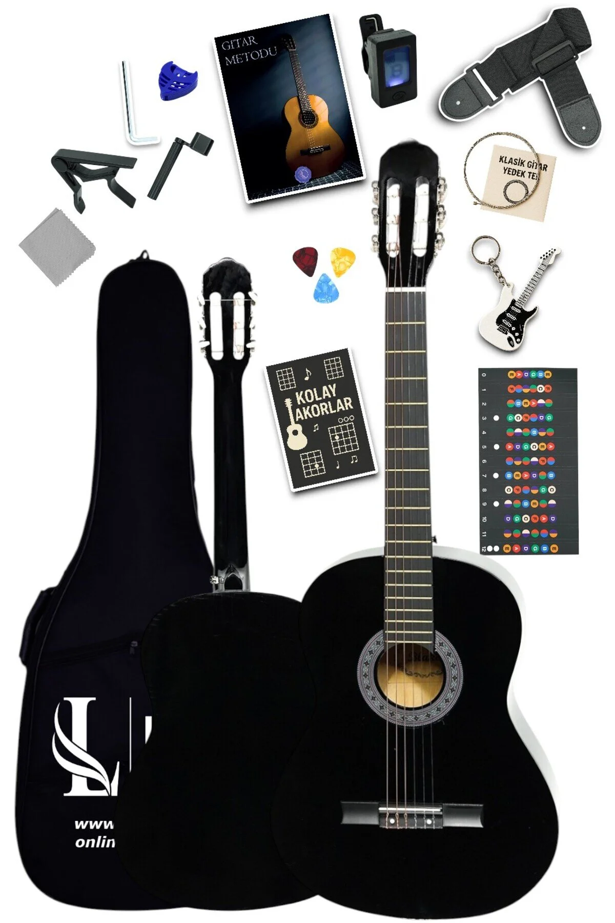 گیتار CG 3902BK کلاسیک GUITAR 4 اندازه بزرگسالان مرحله کامل مجموعه Furia