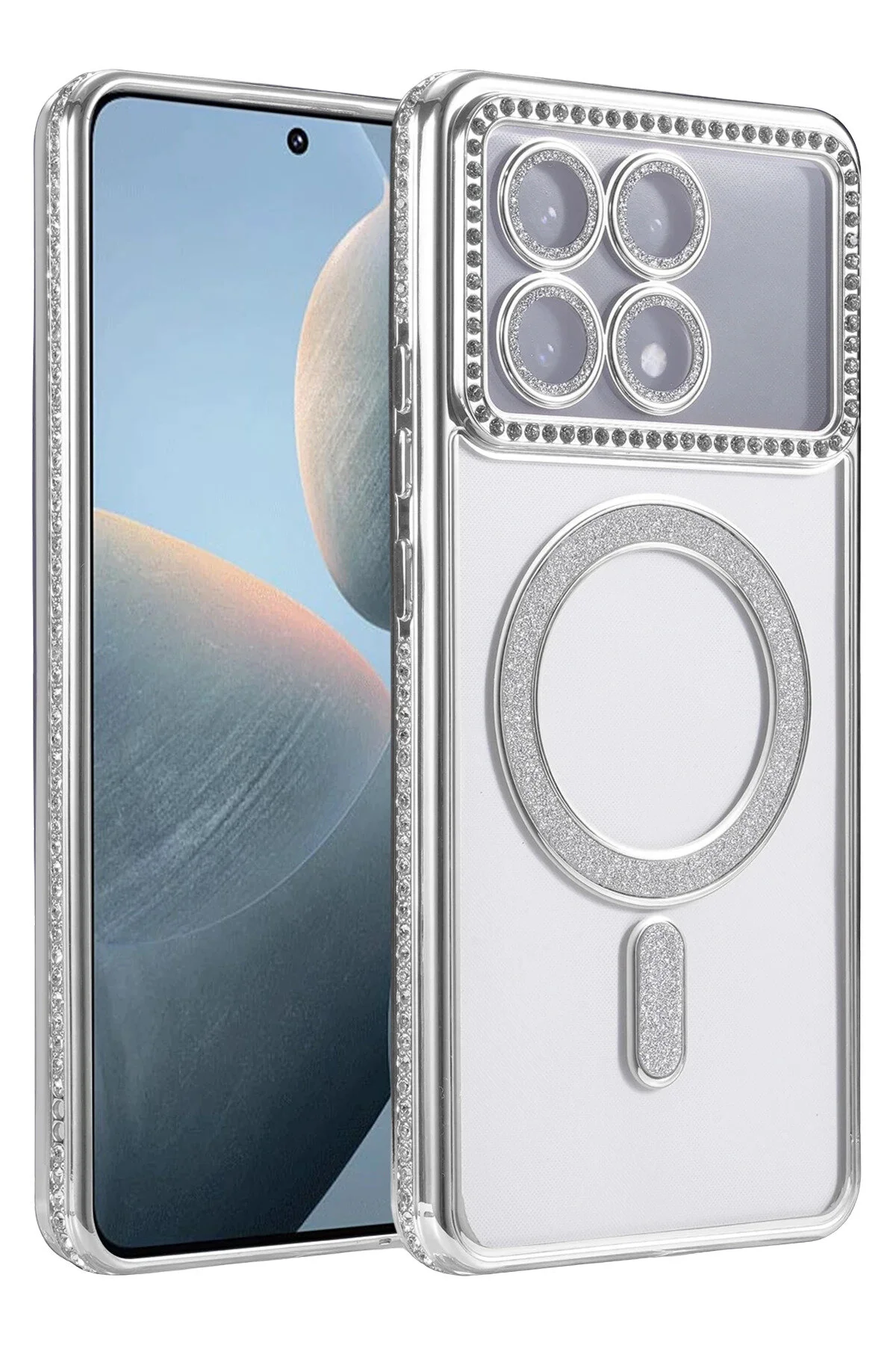 کاور و قاب XIAOMI POCO X6 PRO JOKE SILVERY MAGNETICAFE CASE نقره ای NewFace