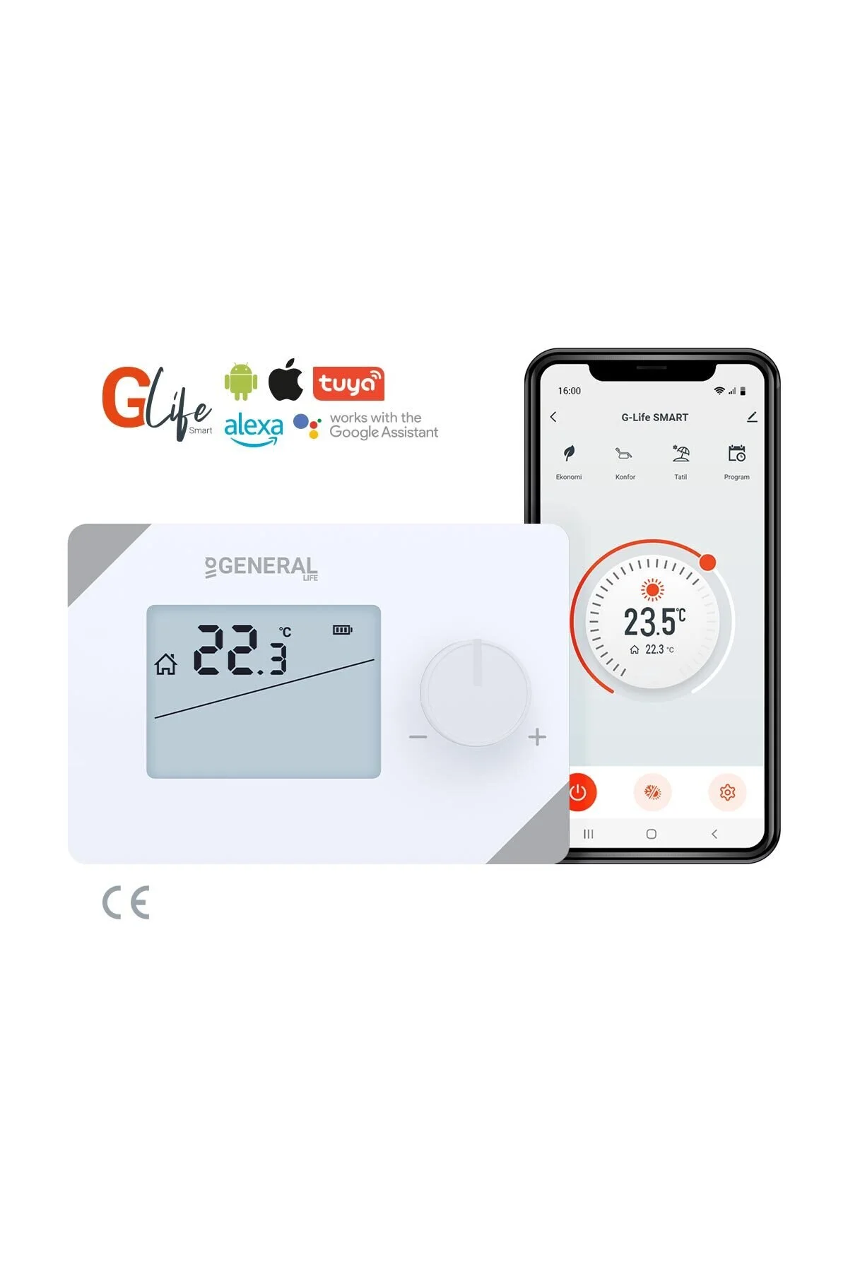ترموستات اتاق هوشمند وای فای نورا HT260S RF سفید GENERAL Life