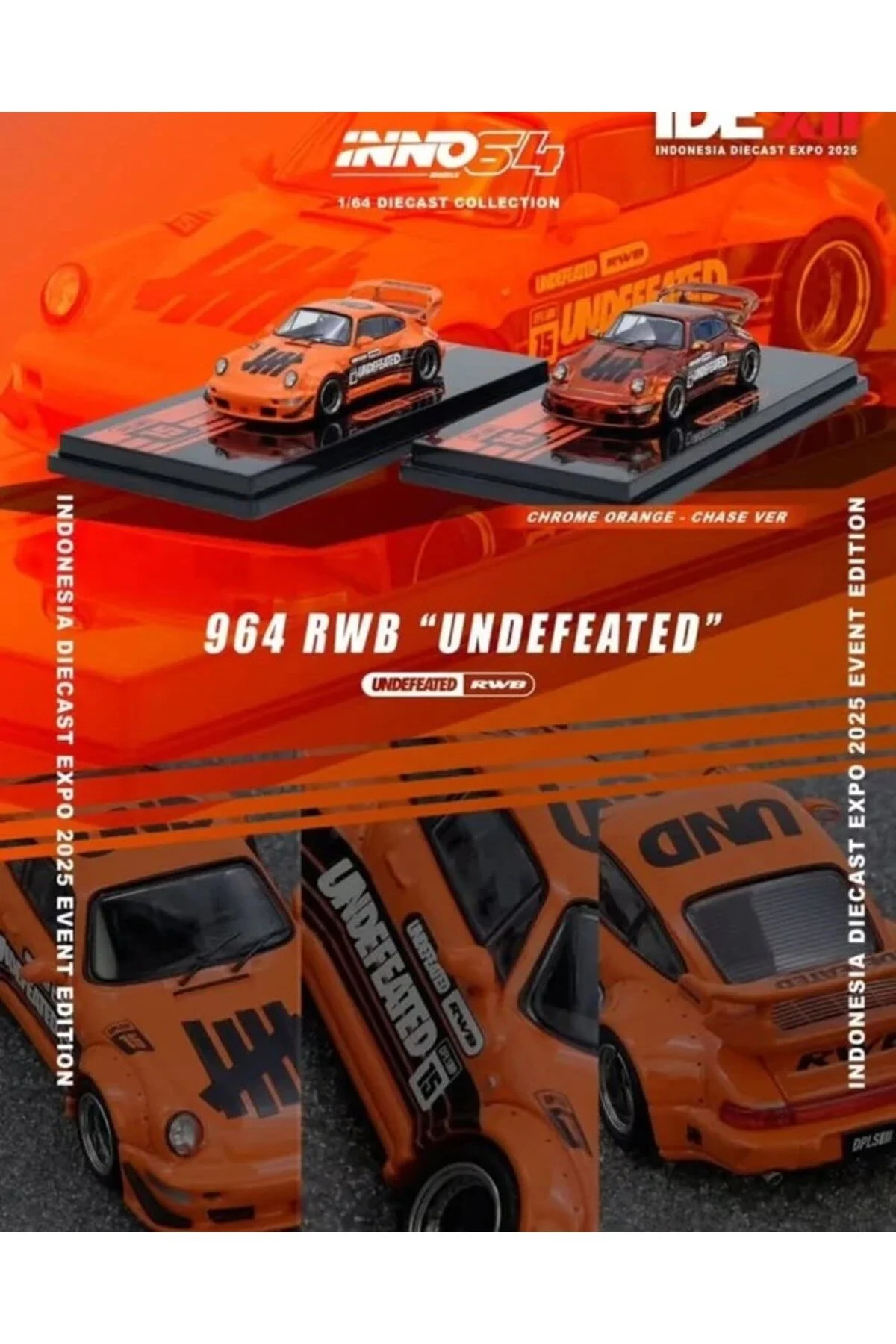ماشین اسباب بازی شکست ناپذیر پورشه 993 RWB نارنجی Inno 64 Models