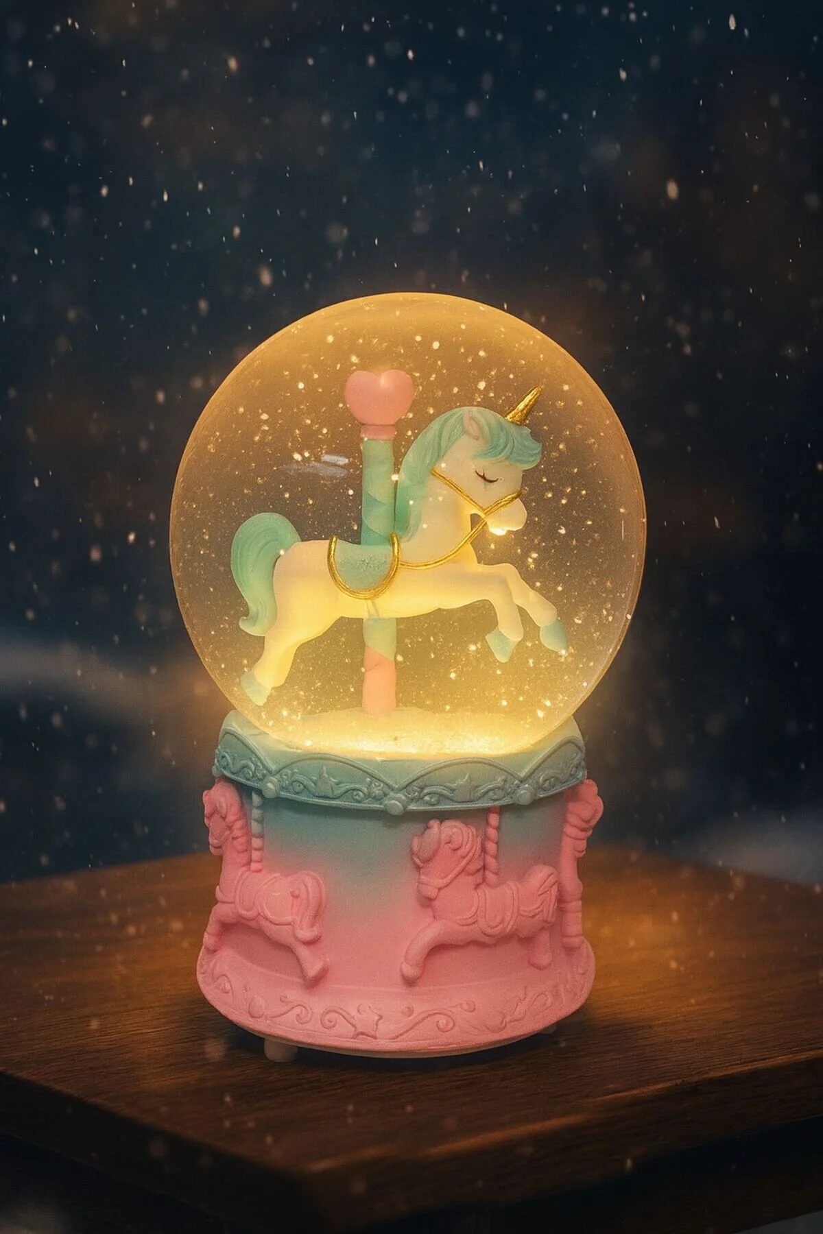 گوی برفی موزیکال روشنایی SNOW GLOBE CAROUSEL Y35 از ترکیه nesnelgift
