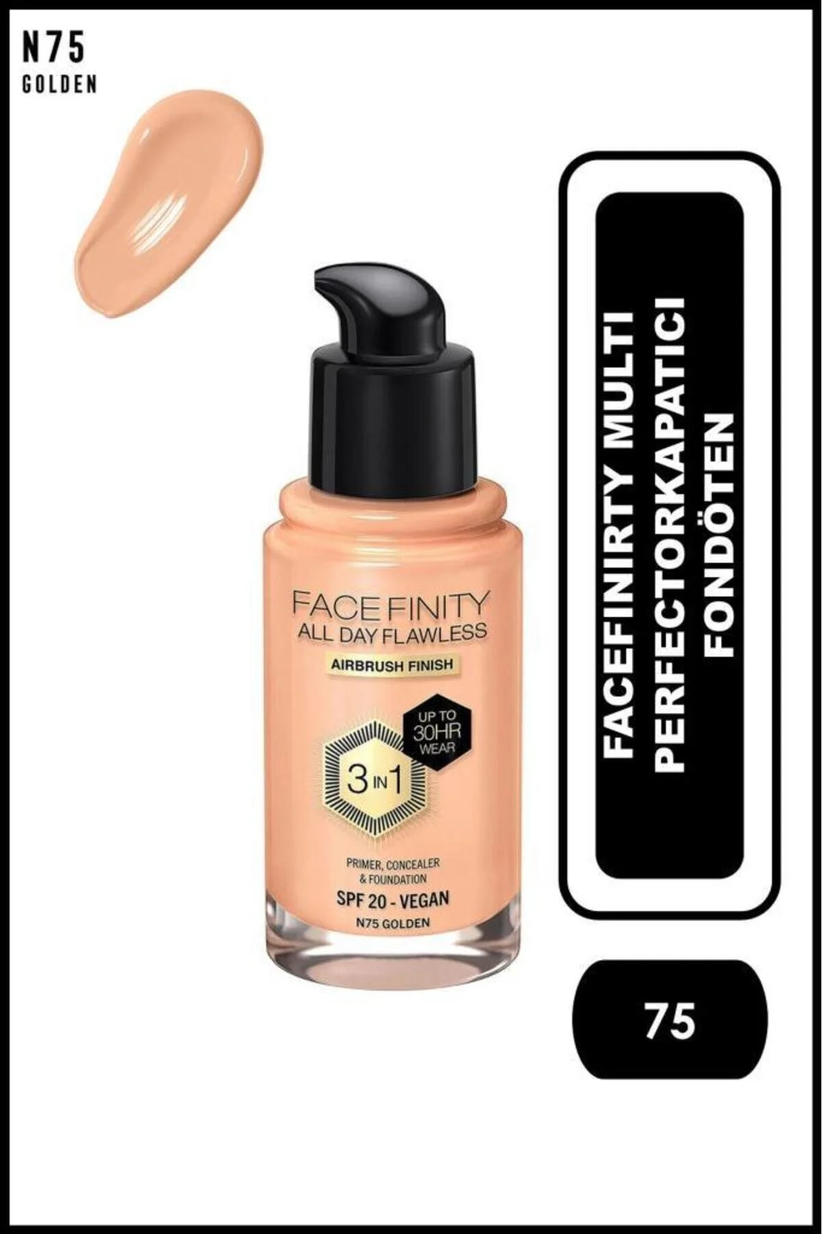 کرم پودر FACEFINTY 3IN1 FDT 75 GOLDEN Max Factor