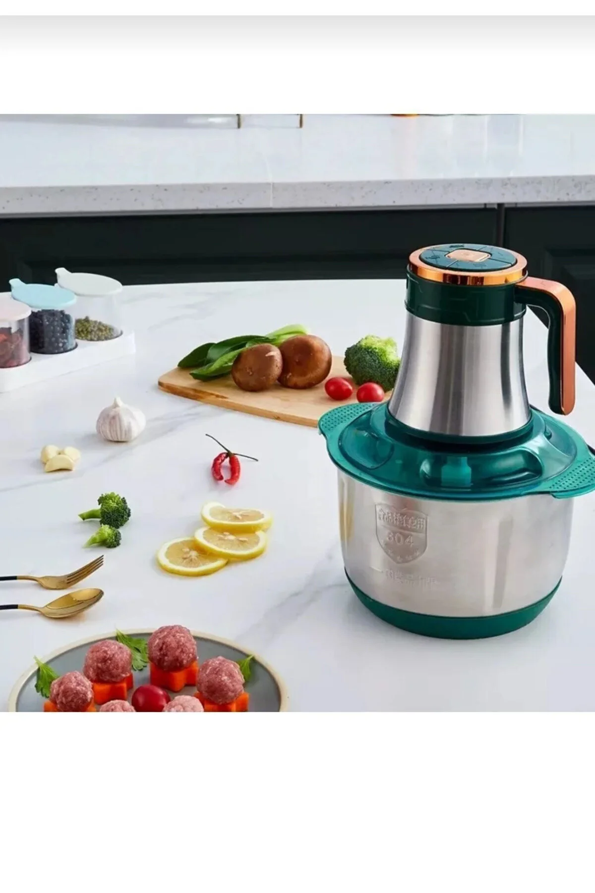 خردکن و غذا ساز دستگاه گوشت کوب 5 لیتری دسته دار استیل برقی میوه RONDO BLENDER BOSCH اورجینال çaymekani