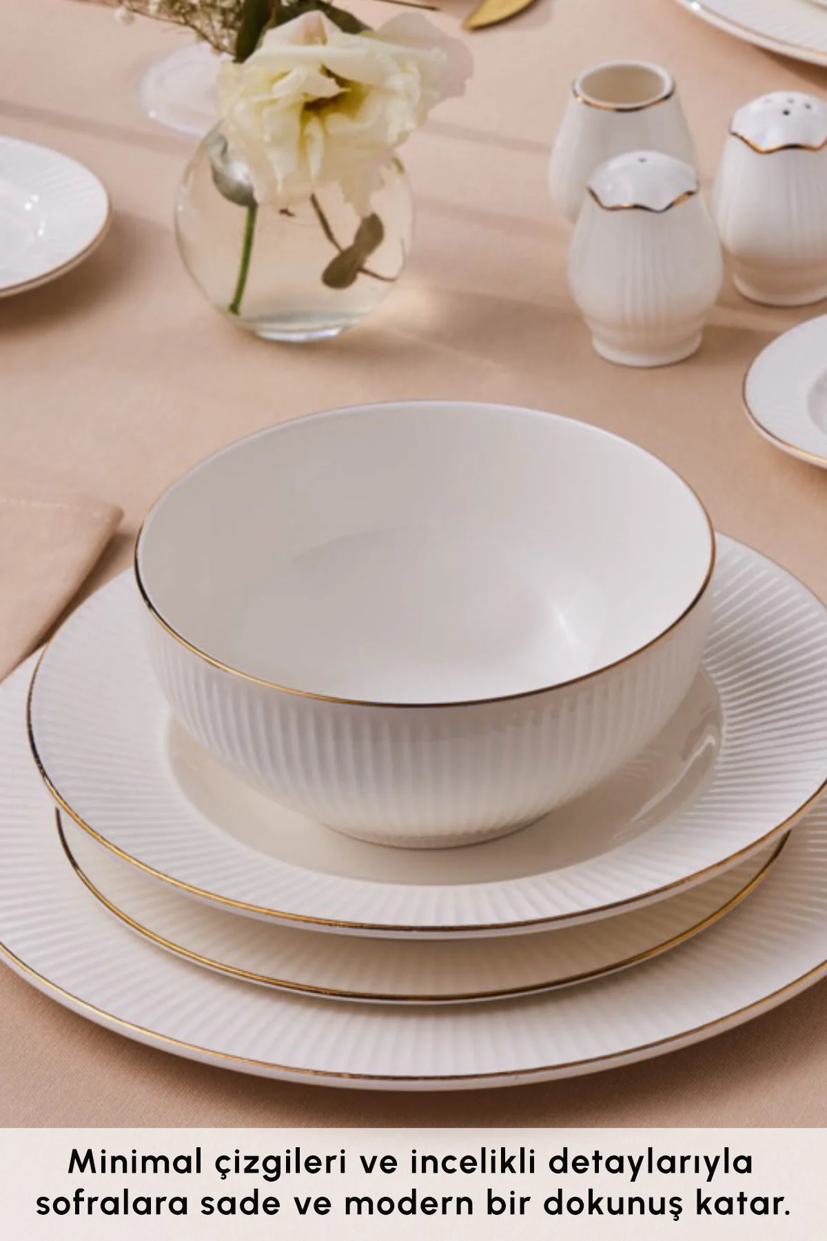 سرویس غذاخوری ELEGANCE BONE MASSIMO 53 قطعه 12 نفره شام ​​طلا Karaca
