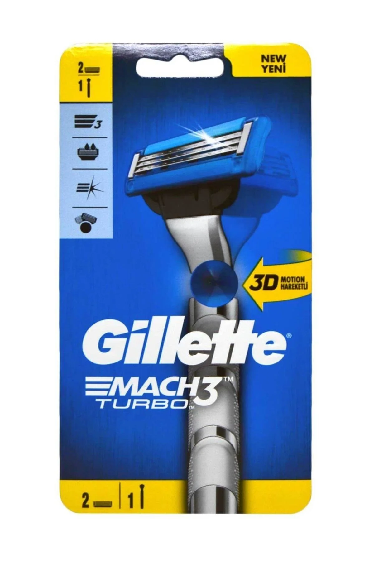 تیغ اصلاح مردانه مدل Mach3 Turbo 3D با 2 عدد یدک ژیلت Gillette
