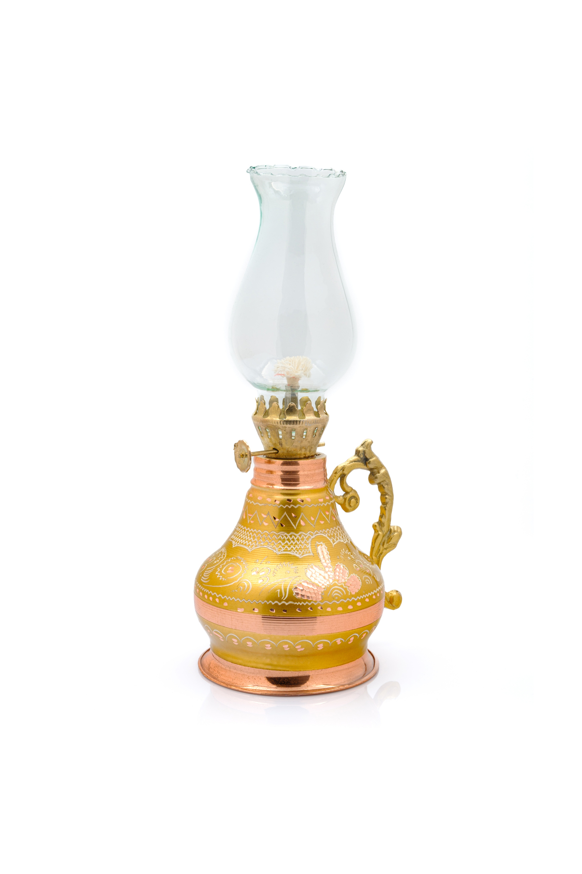 اشیاء دکوراتیو و مجسمه طلایی مسی 350 میل مس تزئینی Kandil لامپ گاز گلدوزی شده  ERİZA