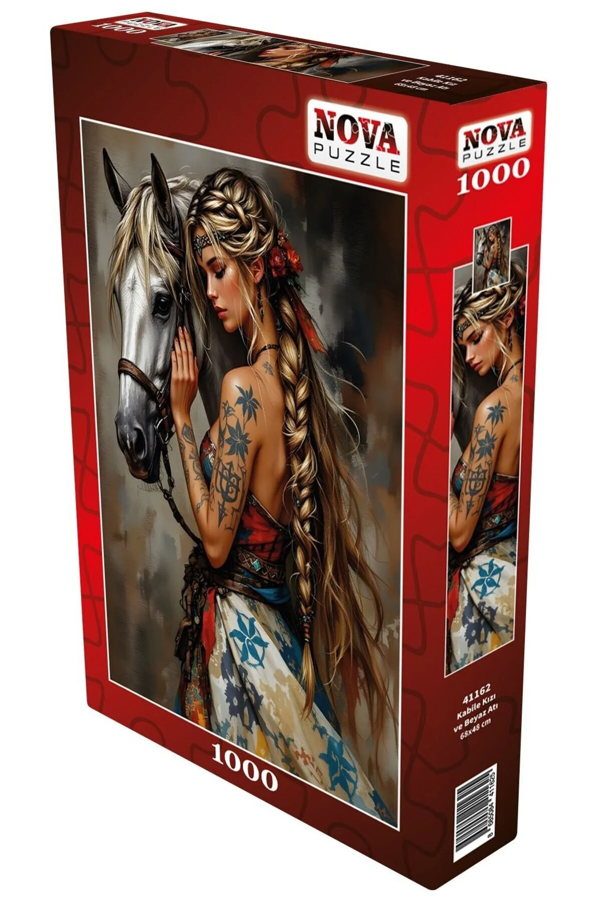 پازل 1000 تکه دختر قبیله ای و اسب سفید Nova Puzzle