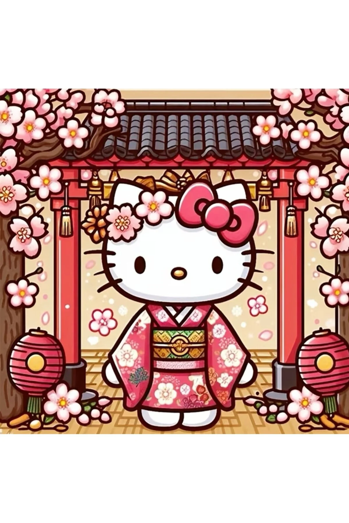 پازل سه بعدی ست نقاشی الماس 5 موزاییک HELLO KITTY 30X30CM coquette butik