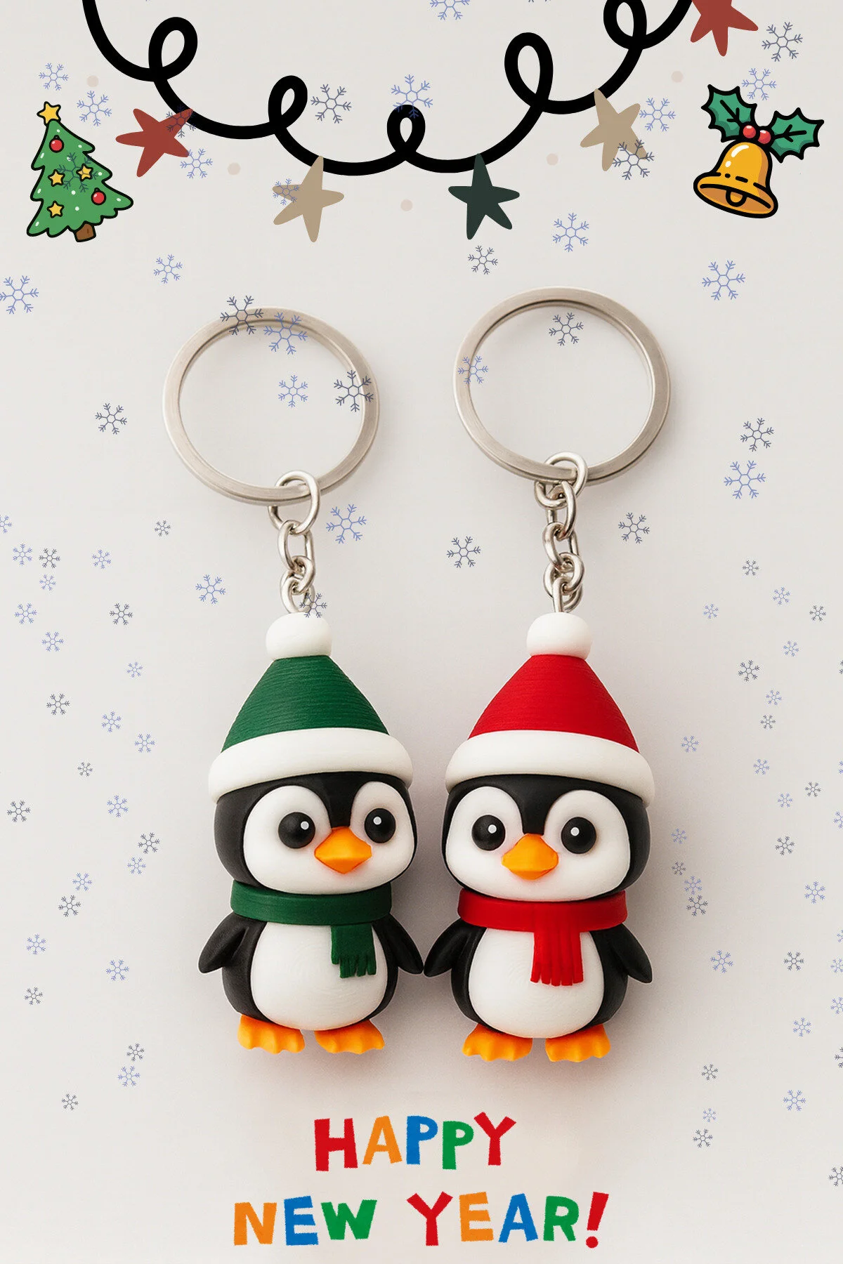 جلیقه کلید استودیو LUMOI جاکلیدی پنگوئن زوج ناز PENGUIN LOVE تزئینی CharmFancy