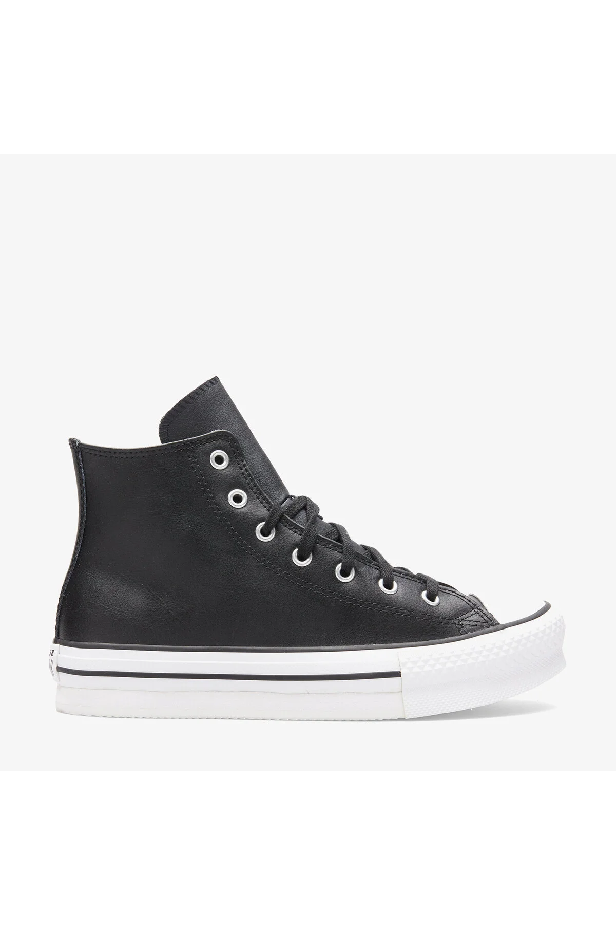 اسنیکر کفش کتانی چرمی مشکی کودکانه با پلتفرم بالابر چاک تیلور کانورس Converse