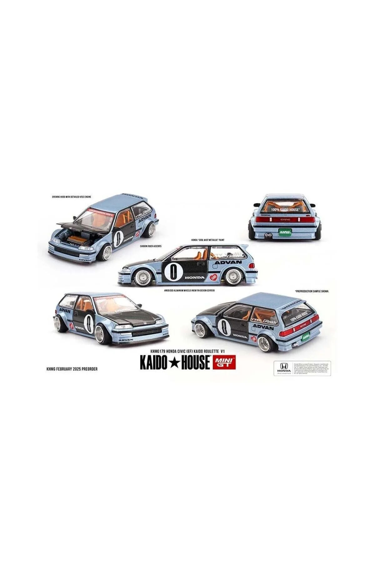 ماشین اسباب بازی 1 64 KAIDO HOUSE 179 هوندا سیویک EF ROULETTE V1 mini gt