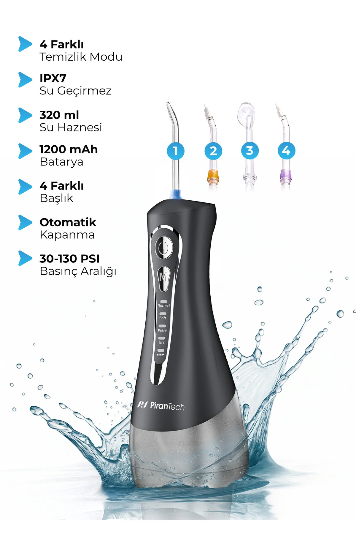 مسواک شارژی آبیاری دهان آکوادنت ULTRA قابل شارژ حمل 4 حالت مختلف ضد آب PiranTech