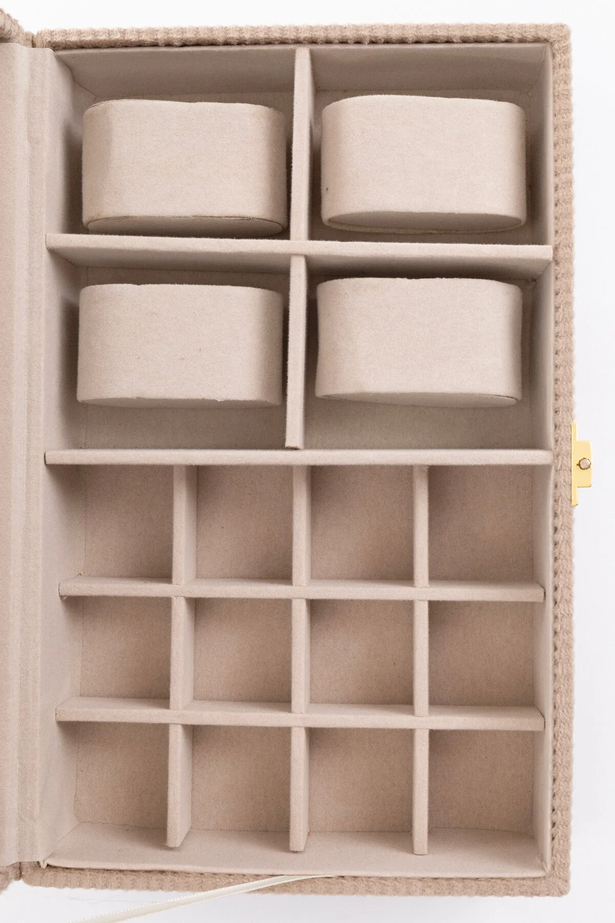 نظم‌دهنده لوازم آرایش و جواهر جعبه جواهرات مخملی قهوه آینه سازمان دهنده 25 X 16 7 سانتی متر Ecrou
