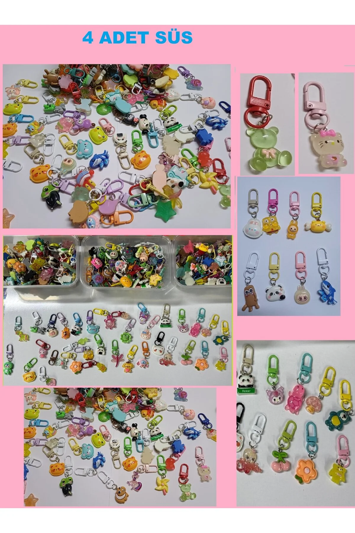 جلیقه کلید 4 تکه جاکلیدی کیف ناز KAWAII و زیپ تزئینات رنگارنگ مینی فیگور جذاب حمل نقل مخلوط edu note en şekil
