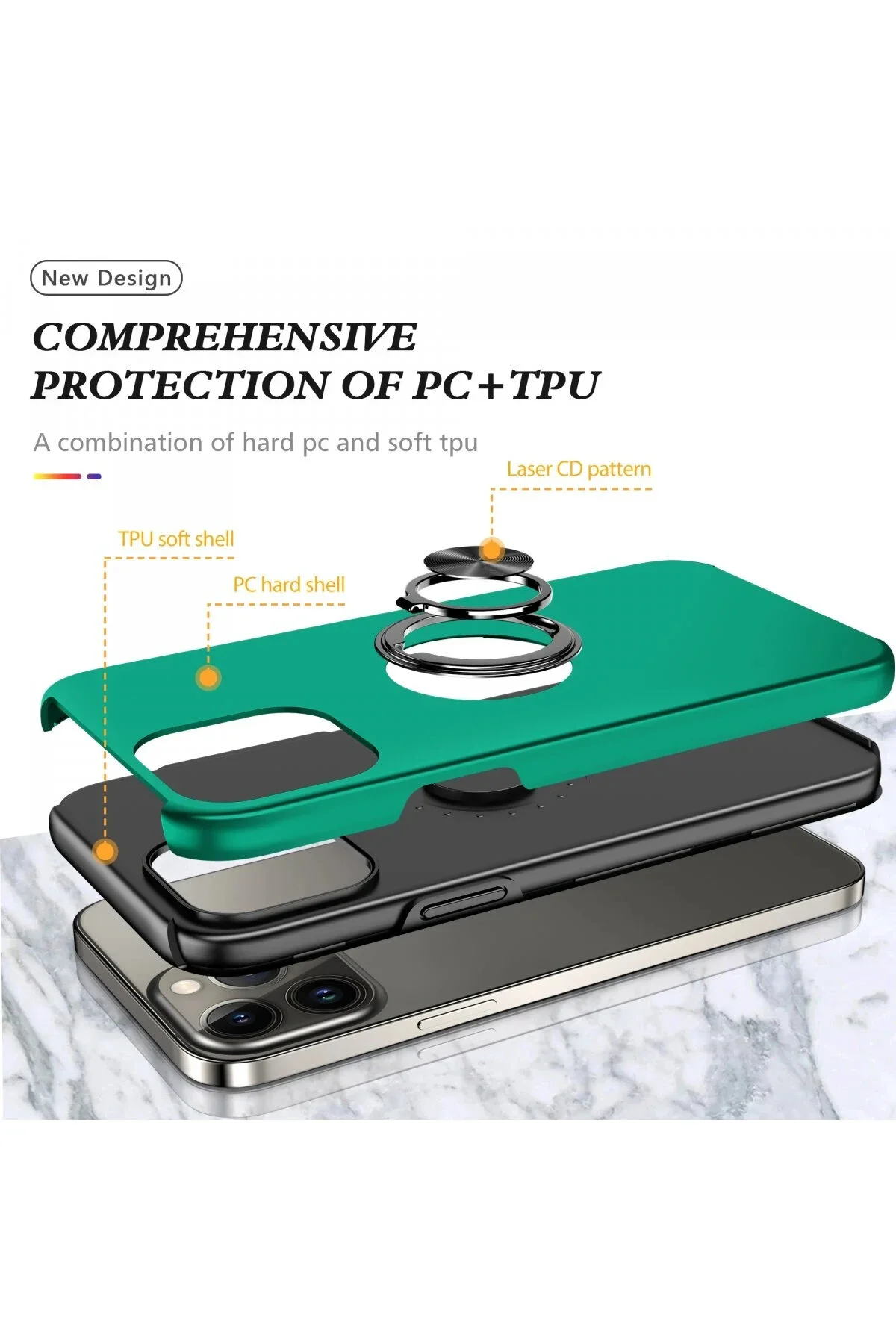 کاور و قاب حلقه ایفون 13 PRO MAX CASE ELITE سبز HarmonyAura