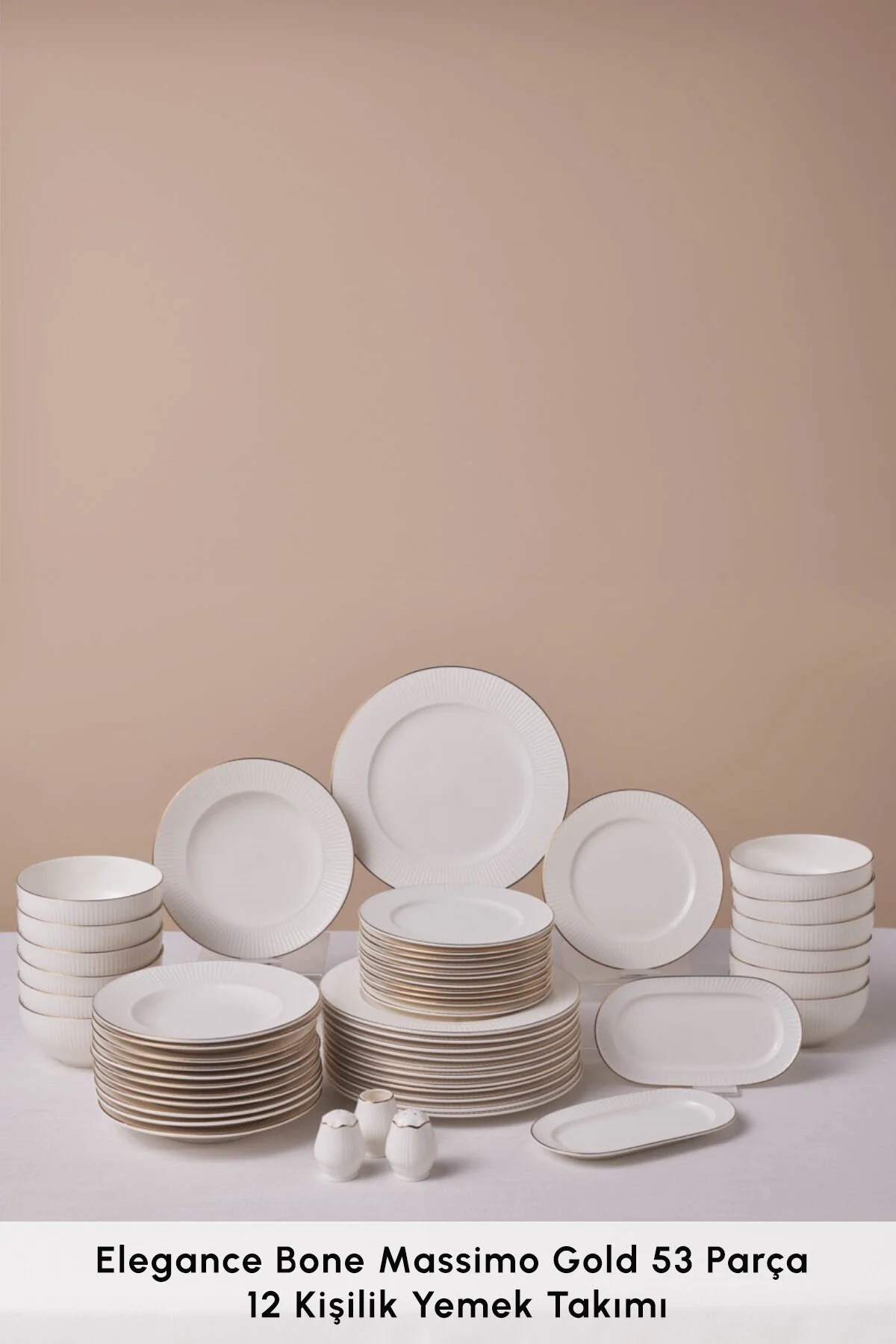 سرویس غذاخوری ELEGANCE BONE MASSIMO 53 قطعه 12 نفره شام ​​طلا Karaca