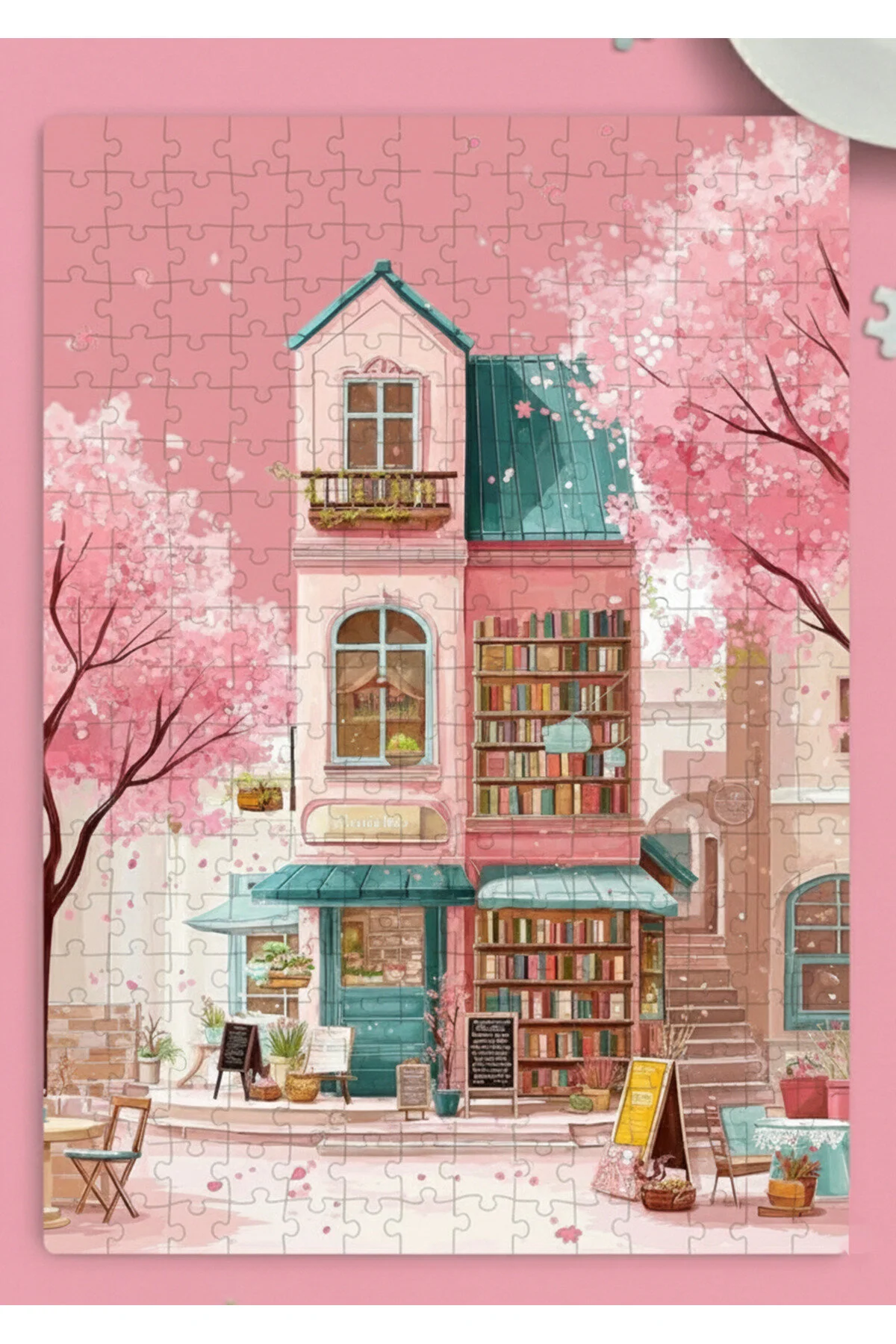 پازل کافه کتابفروشی FAIRYTALE ATMOSPHERE CHRISTMAS 99 تکه تزئینی پا سوغاتی PRİNTOPİA DESİGN