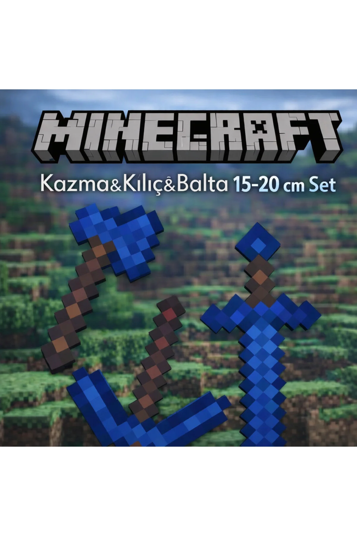فیگور شمشیر MINECRAFT کلنگ تبر اسباب بازی شکل 3D Deposundan Al