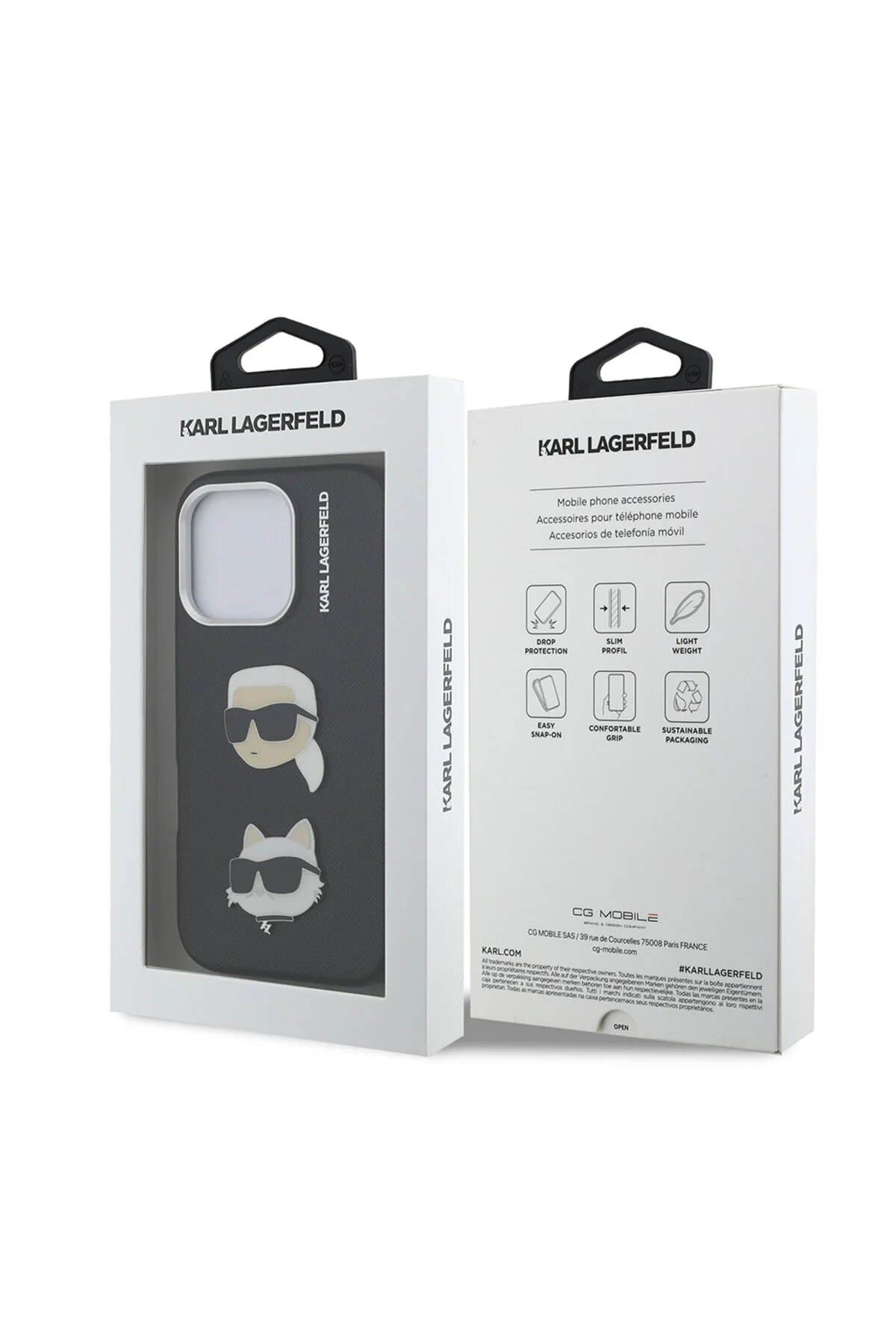 کاور و قاب سازگار با IPHONE 16 PRO MAX KARL LAGERFELD دارای مجوز K&amp;C HEADS PIN COVER مشکی Karl Lagerfeld